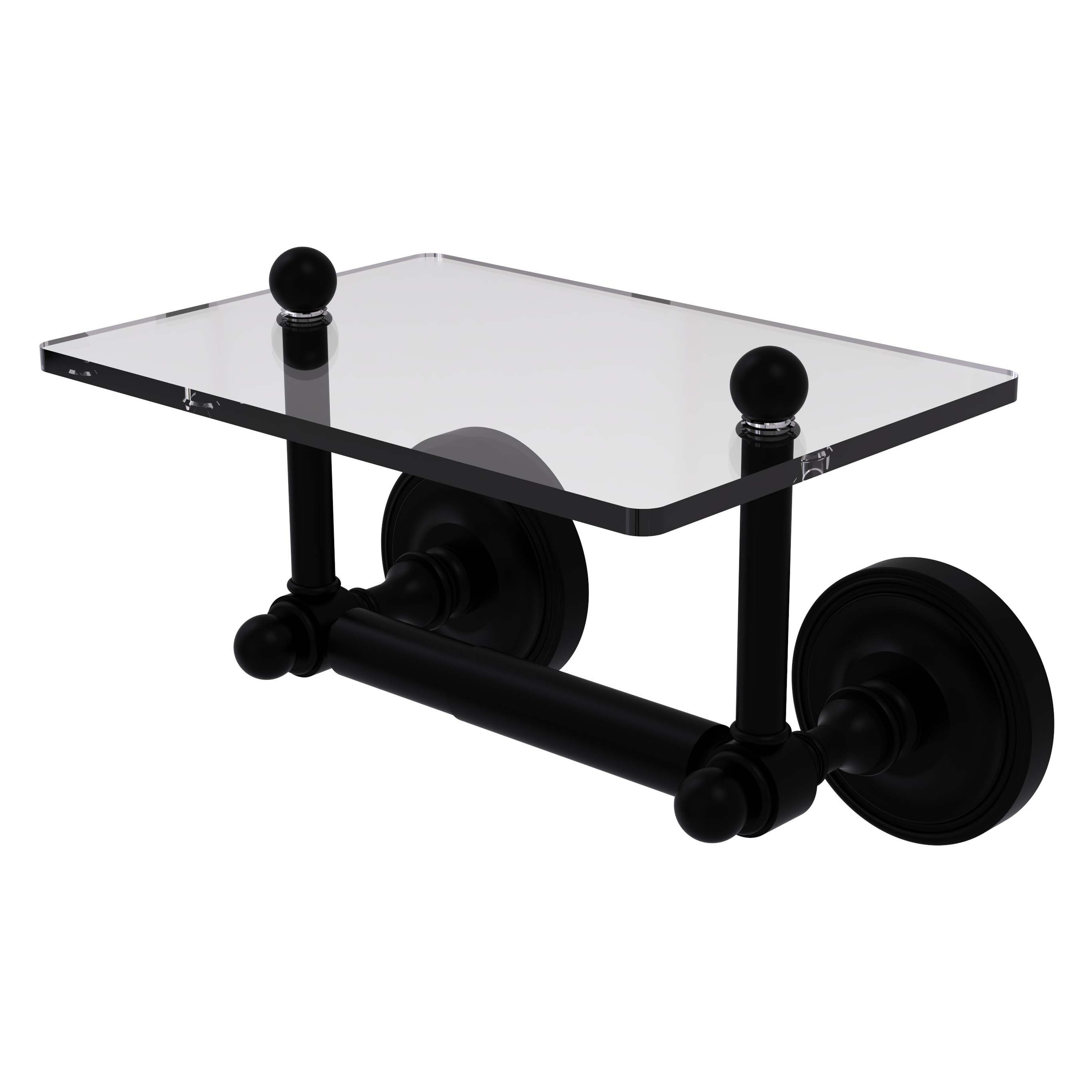 Allied Brass PR-GLT-24-BKM Prestige Regal Matte Black Wall mount Double post Toilet Paper Holder 1 -Rolls