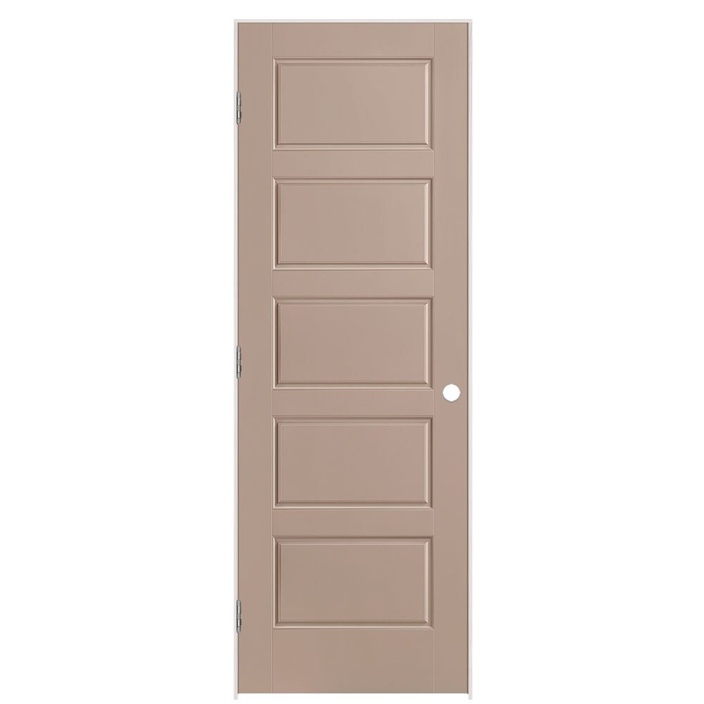 Masonite 1444650 28-in x 80-in Sandpiper Solid core 5-panel equal Right hand Smooth Prefinished Molded composite Flat Jamb Single Prehung Interior Door