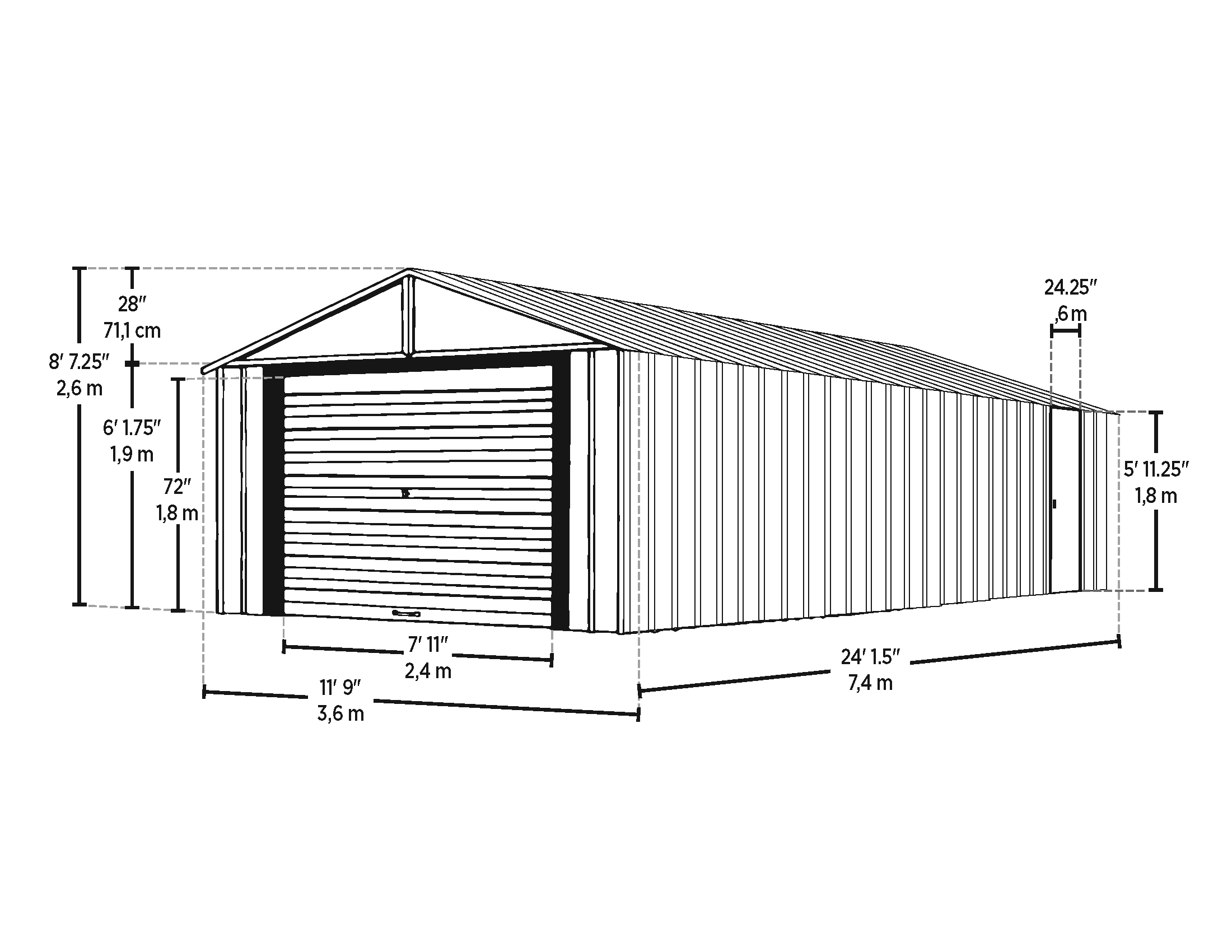 Arrow BGR1224FG Metal-Storage-Buildings-Sheds - View #3