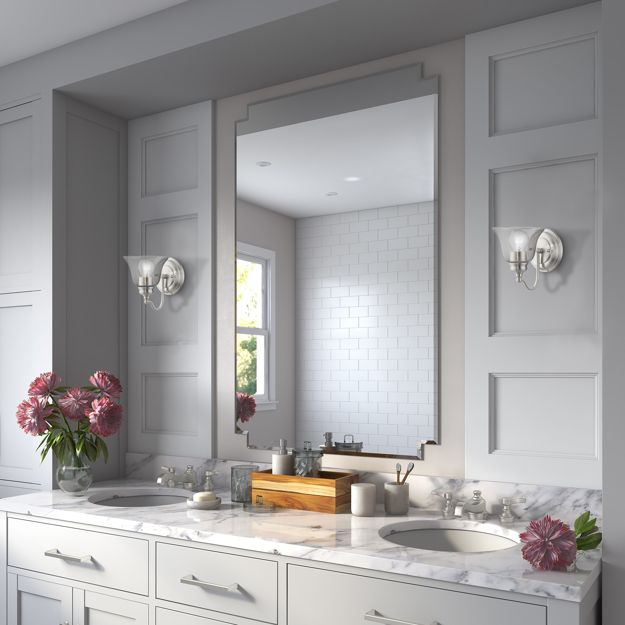 Brushed Nickel Clear Glass 1-Light Vanity Sconce