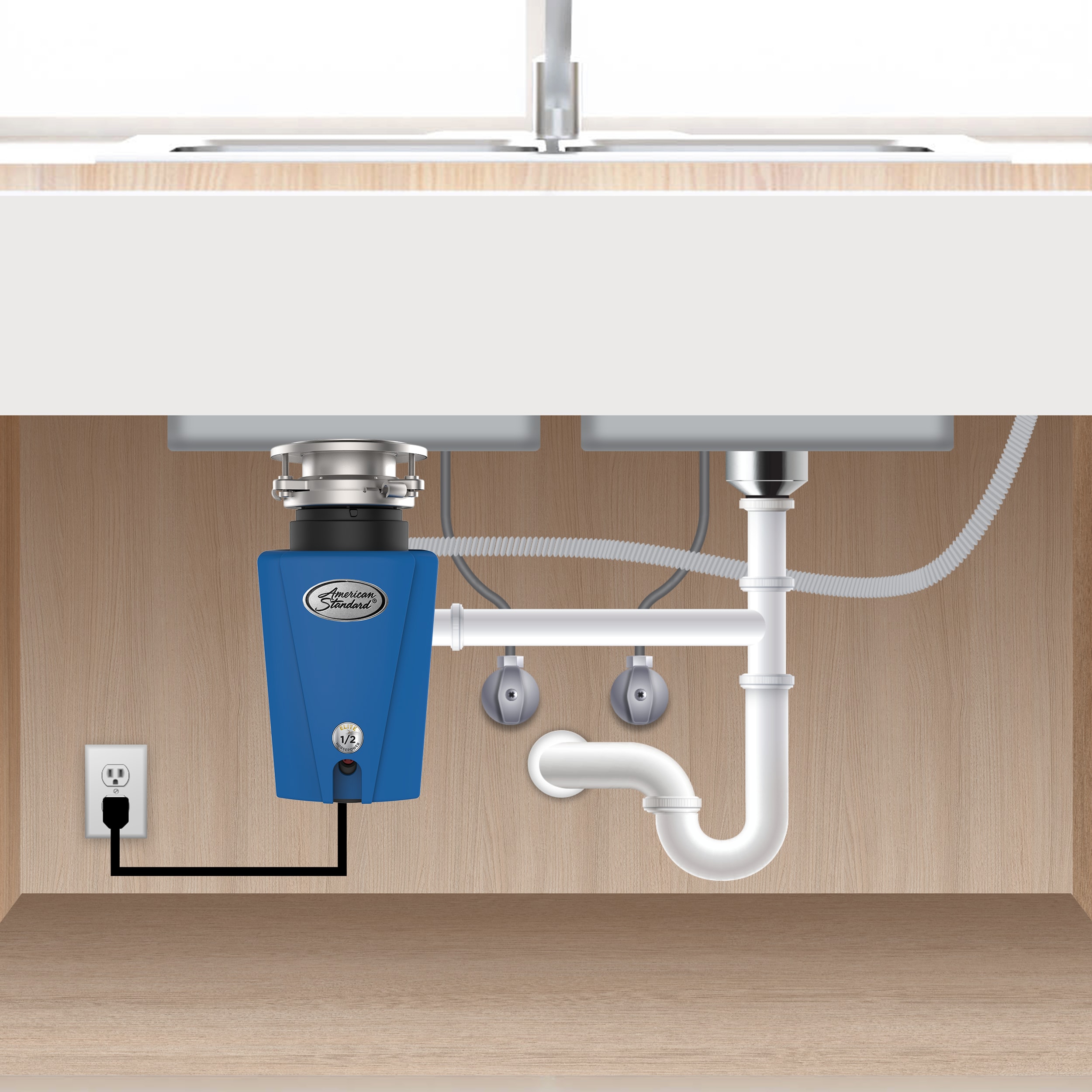 American Standard Blue 1/2 HP Continuous Feed Garbage Disposal