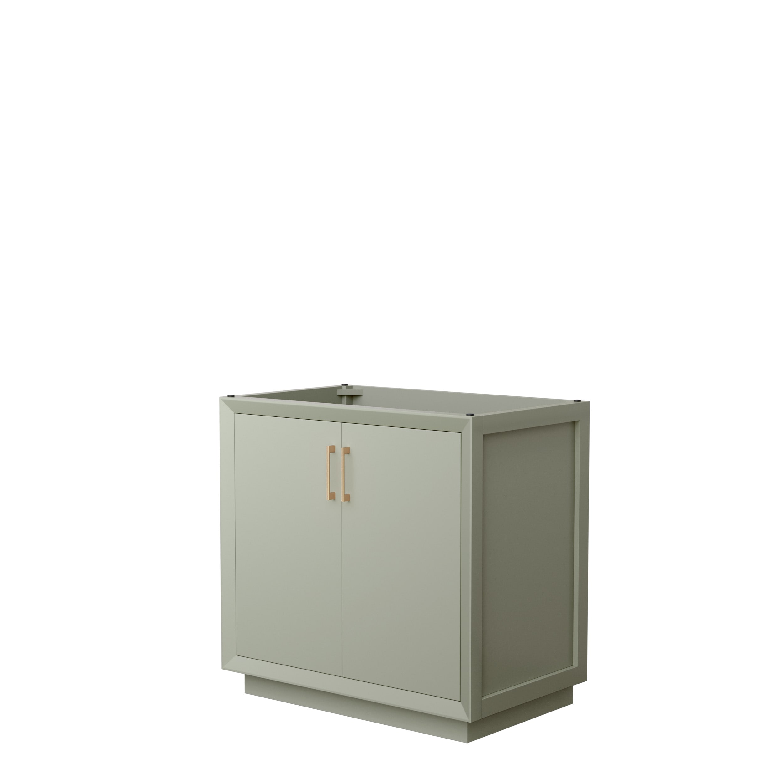 Wyndham Collection WCF414136SLZCXSXXMXX Strada 36-in Light Green with Satin Bronze Trim Bathroom Vanity Base Cabinet without Top
