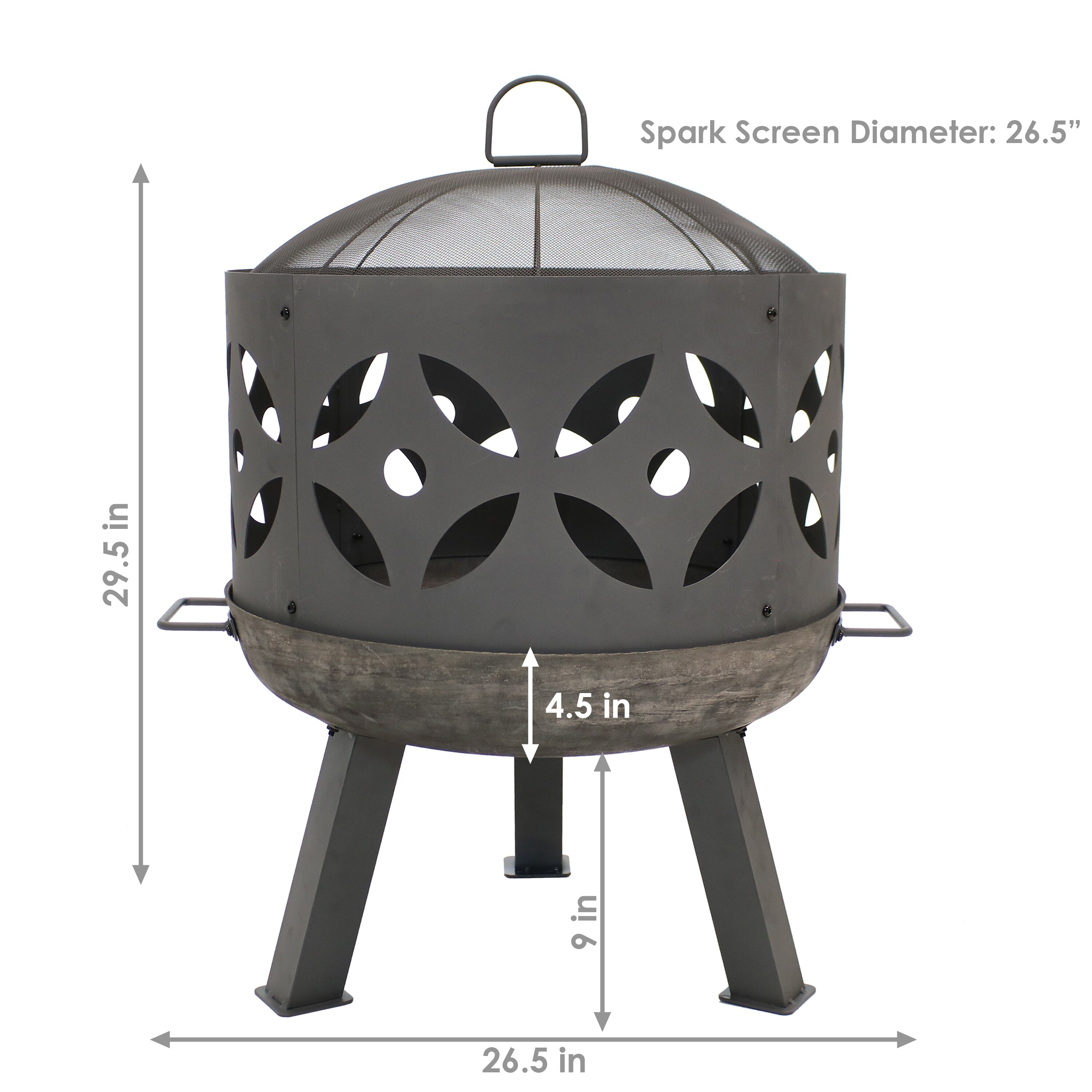 Sunnydaze Decor 26.5-in W Gray Cast Iron Wood-Burning Fire Pit in the ...