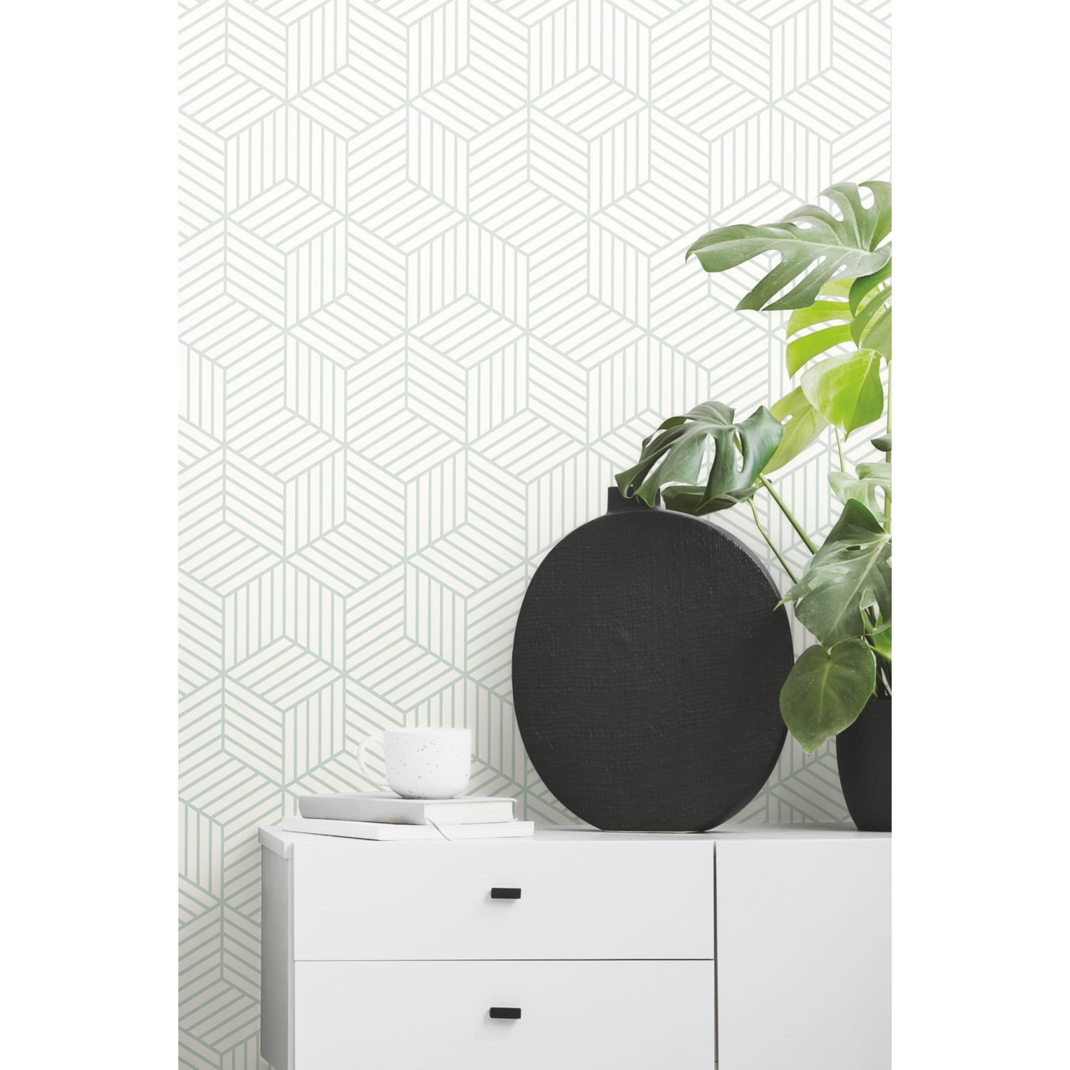 RoomMates RMK11722WP 28.18-Sq. Feet Green Vinyl Stripes Self-adhesive Peel and Stick Wallpaper