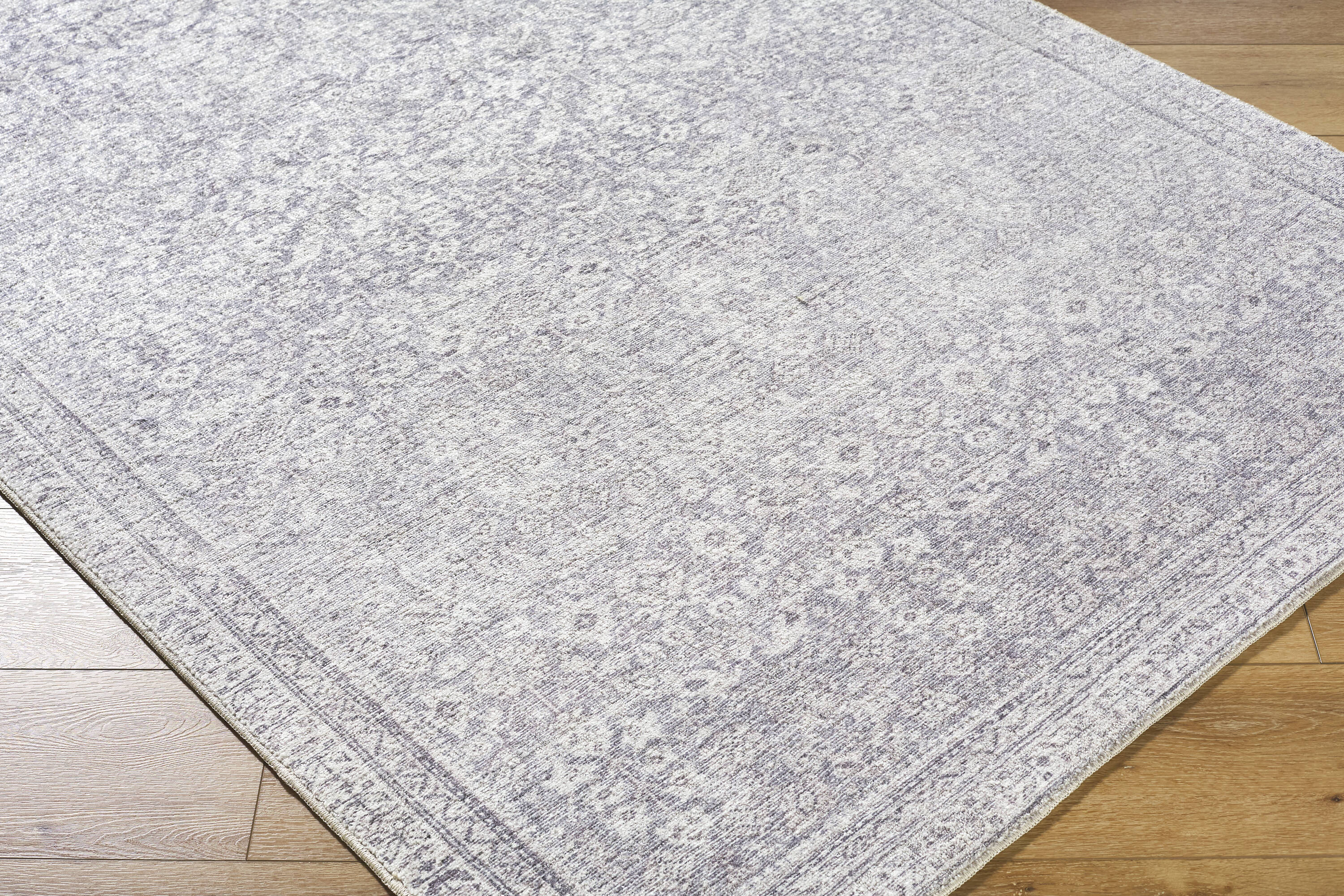 Galey Alix Gray Polyester Rectangular Vintage Area Rug