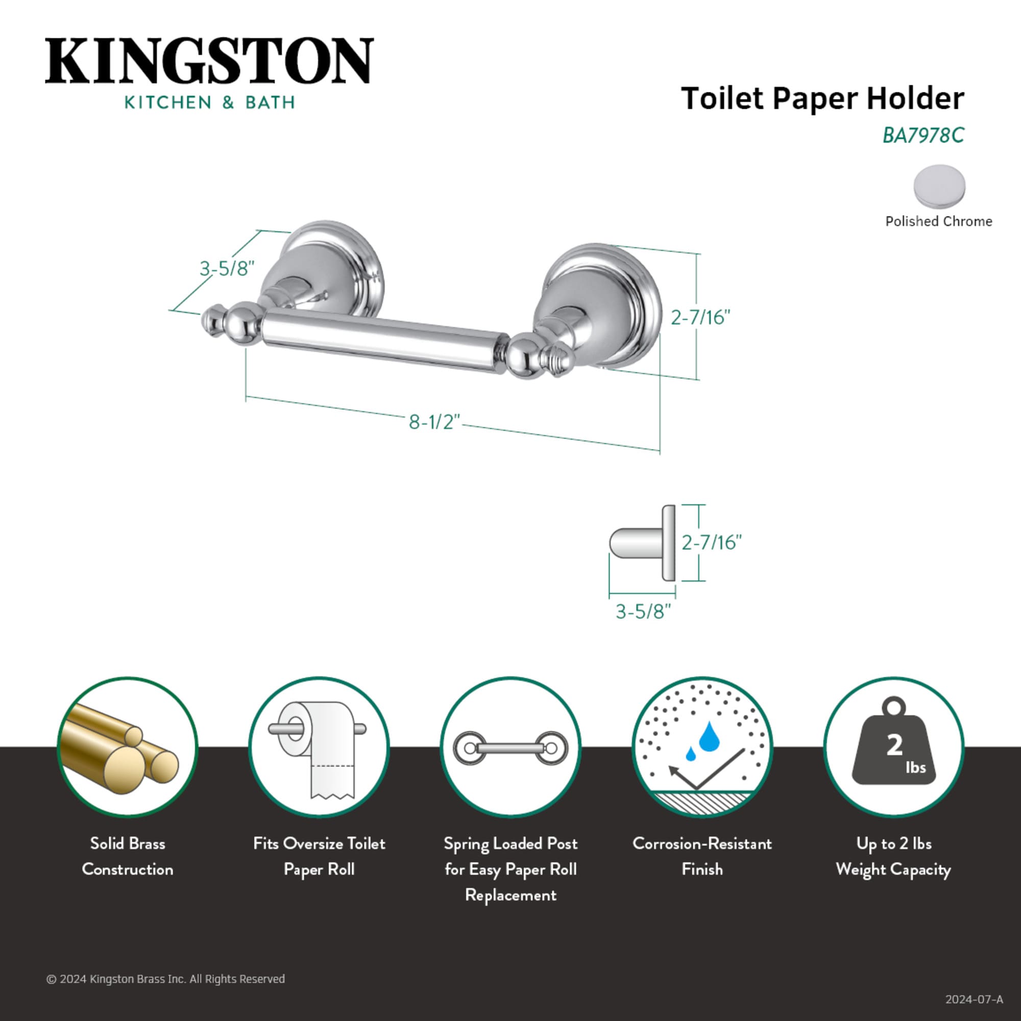 English Vintage Chrome Wall Mounted Toilet Paper Holder