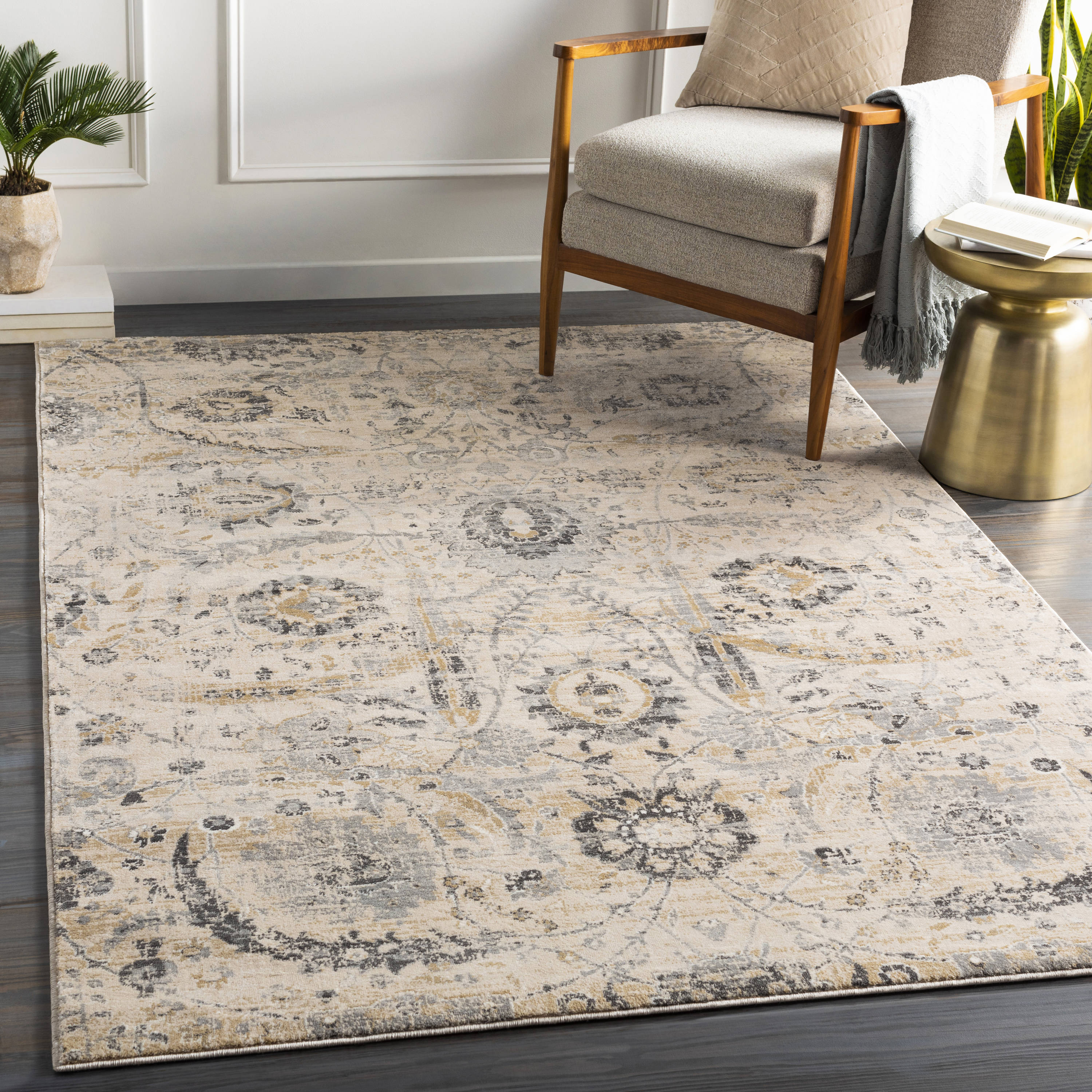 Livabliss IGO2319-4357 Indigo 4 x 6 (ft) Synthetic Tan Rectangular Indoor Distressed/Overdyed Oriental Area rug