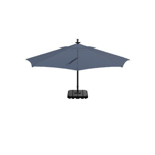 allen + roth 11-ft Aluminum Blue Crank Offset Patio Umbrella with Lights with Base