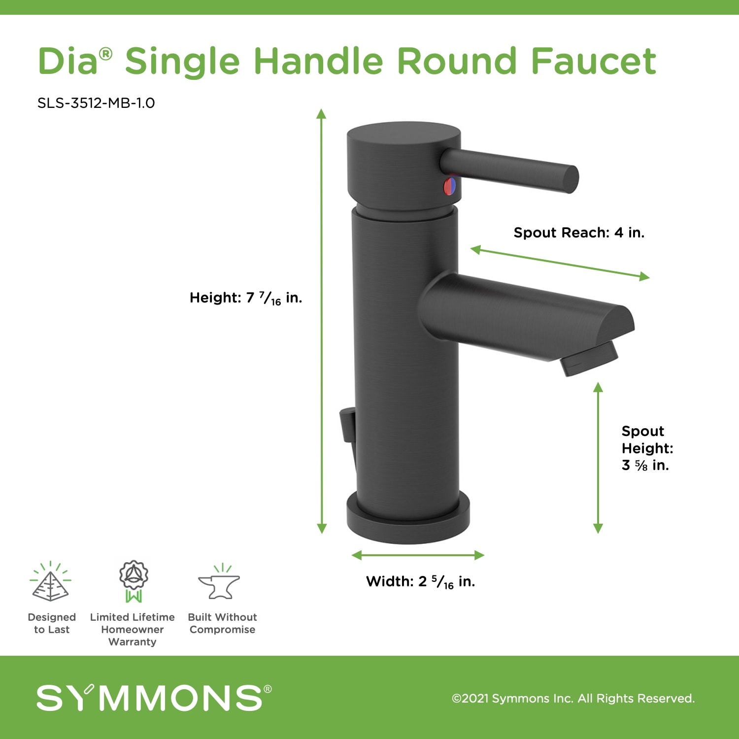 Symmons SLS-3512-MB-1.0 Lavatory-Faucets - View #2