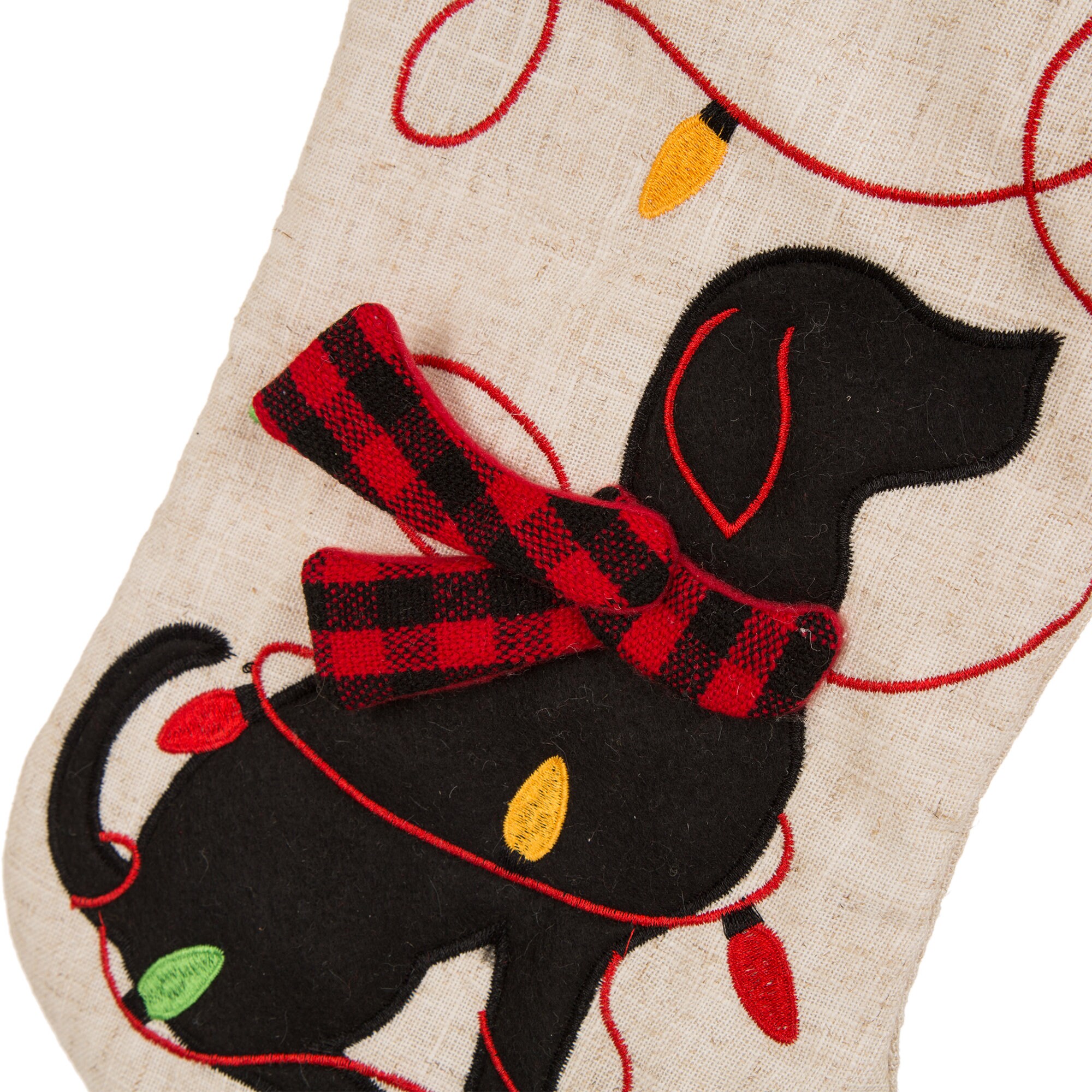 Set of 2 Jingles & Joy Bath Hand Towels Christmas Embroidered Black Lab Dog  Red