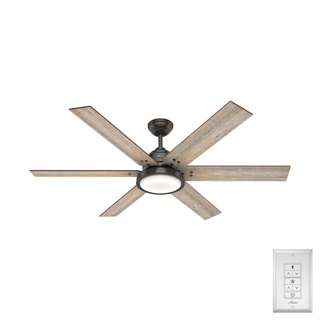 Hunter Warrant 60 In Noble Bronze Led Indoor Downrod Or Flush Mount Ceiling Fan With Light Wall Mounted Remote 6 Blade The Fans Department At Com - Can You Put Led Lights In A Ceiling Fan