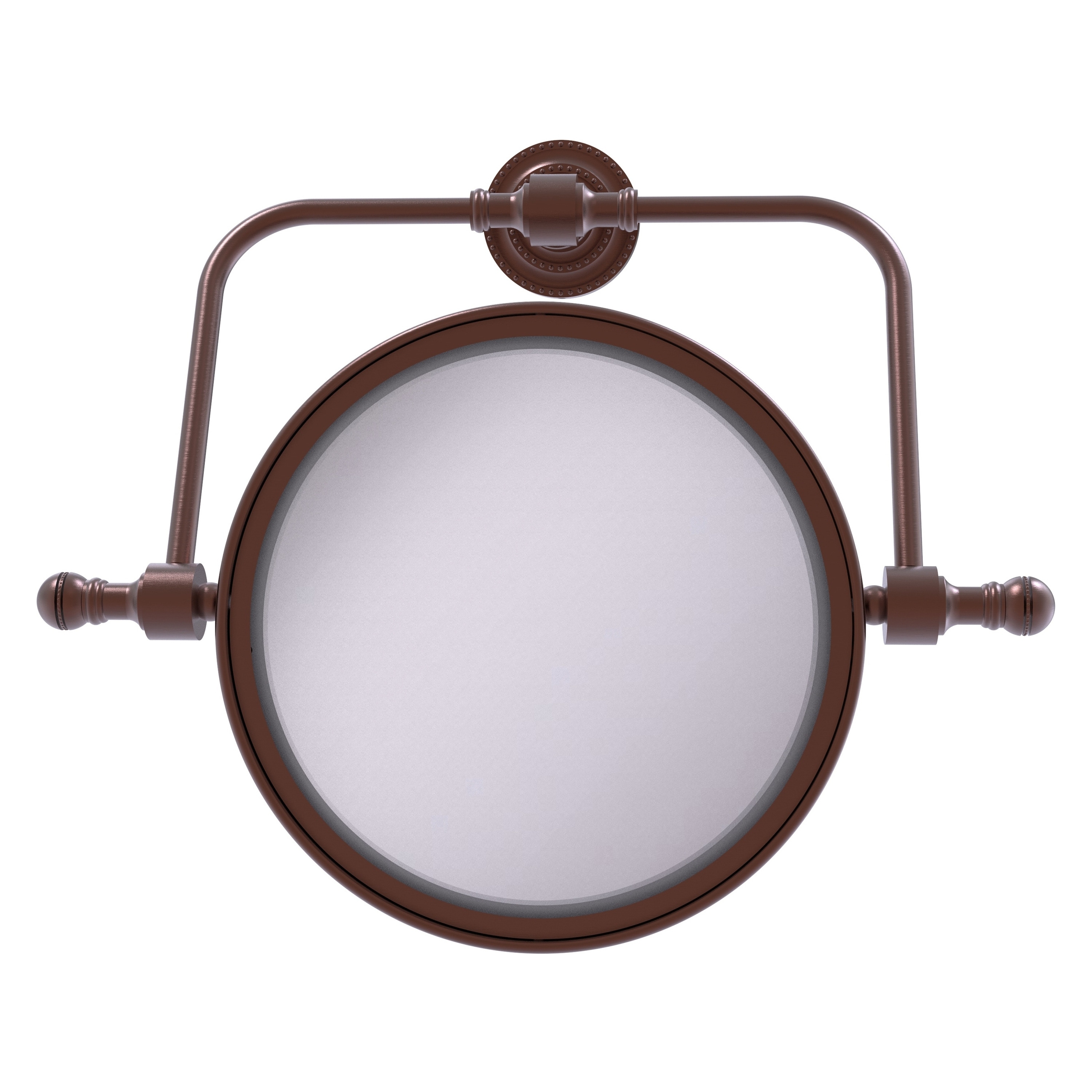 Retro Dot 7-in x 8-in Antique Copper Double-sided 2X Magnifying Wall-mounted Vanity Mirror | - Allied Brass RDM-4/2X-CA