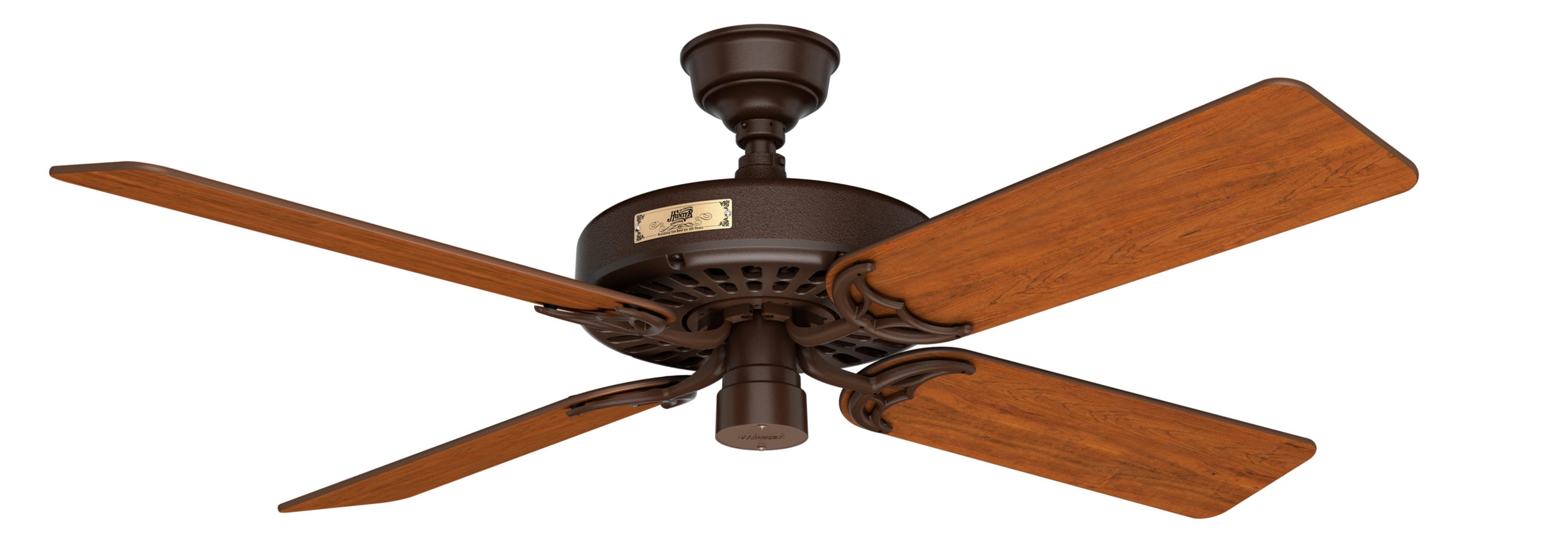 Ceiling Fan Natural Iron Reversible Motor Wet Rated Angled Mount 5-Blades Brown 