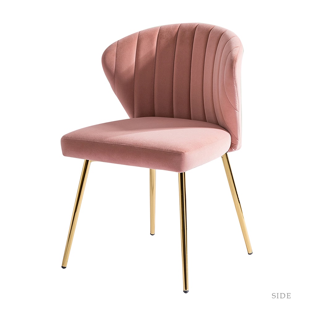 Pink Velvet Upholstered Low Side Chair with Metal Legs