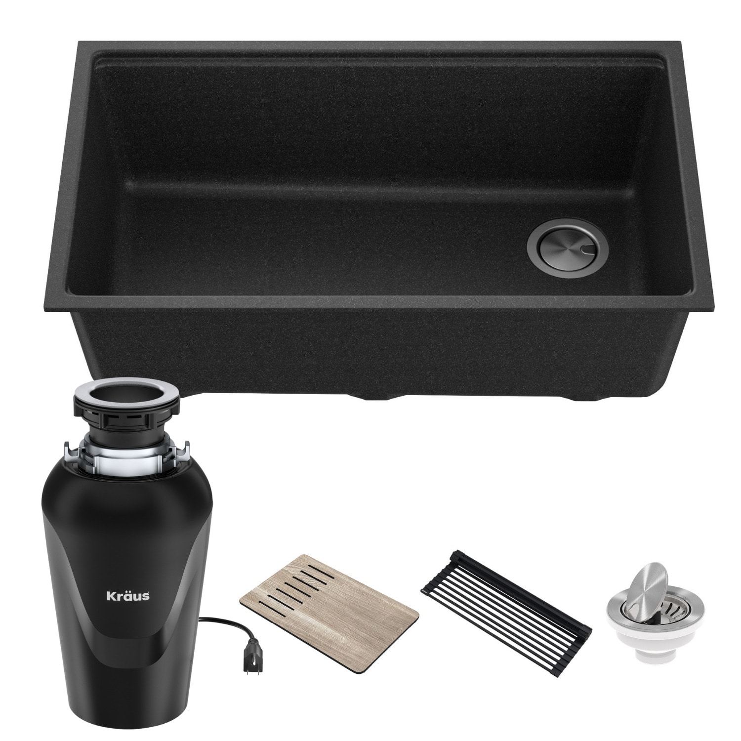 Kraus KGUW2-33MB-100-75MB Bellucci Undermount 32-in x 19-in Granite Single bowl Workstation Kitchen Sink