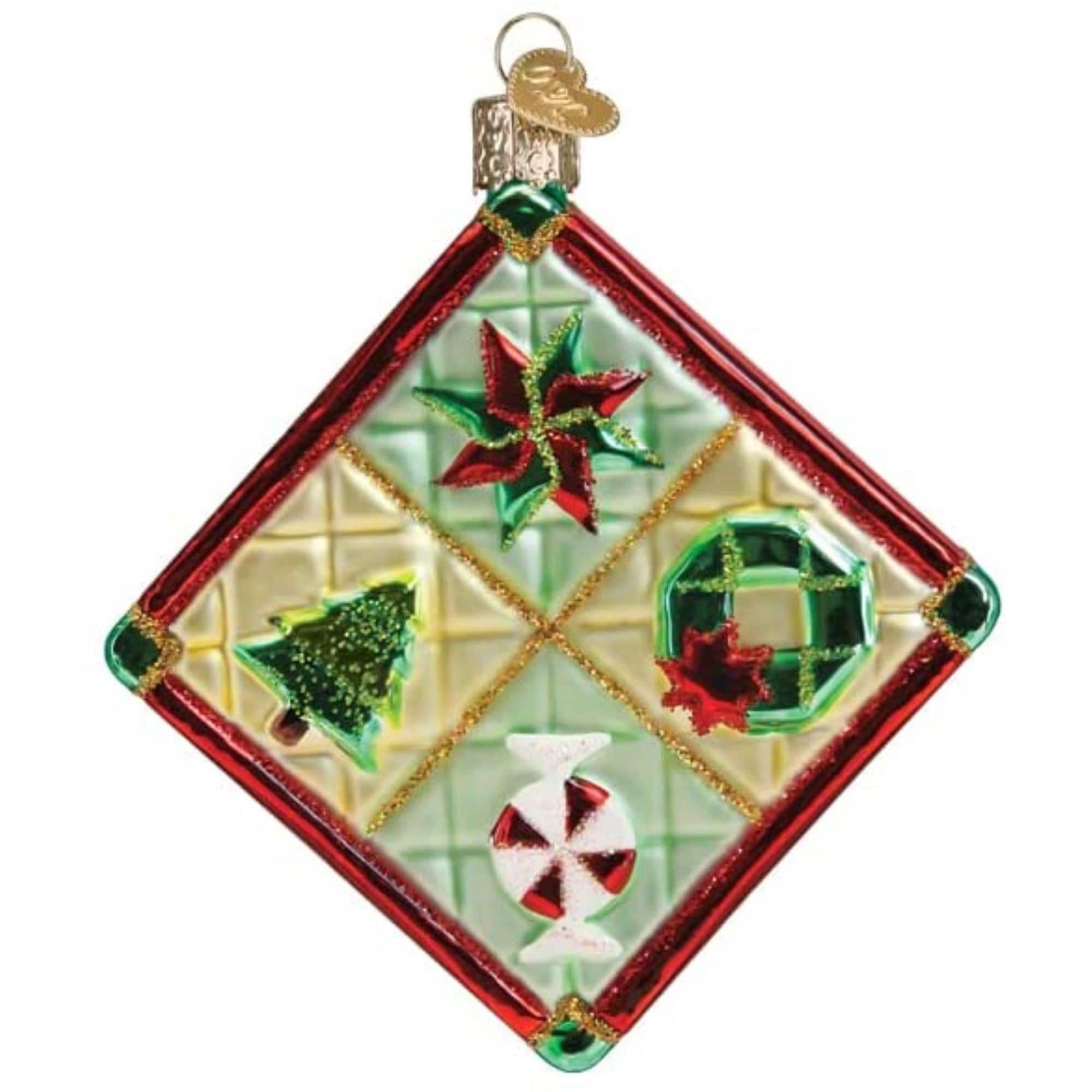 Old World Christmas 729343325501 Glass Blown Ornament for Christmas Tree - Christmas Quilt