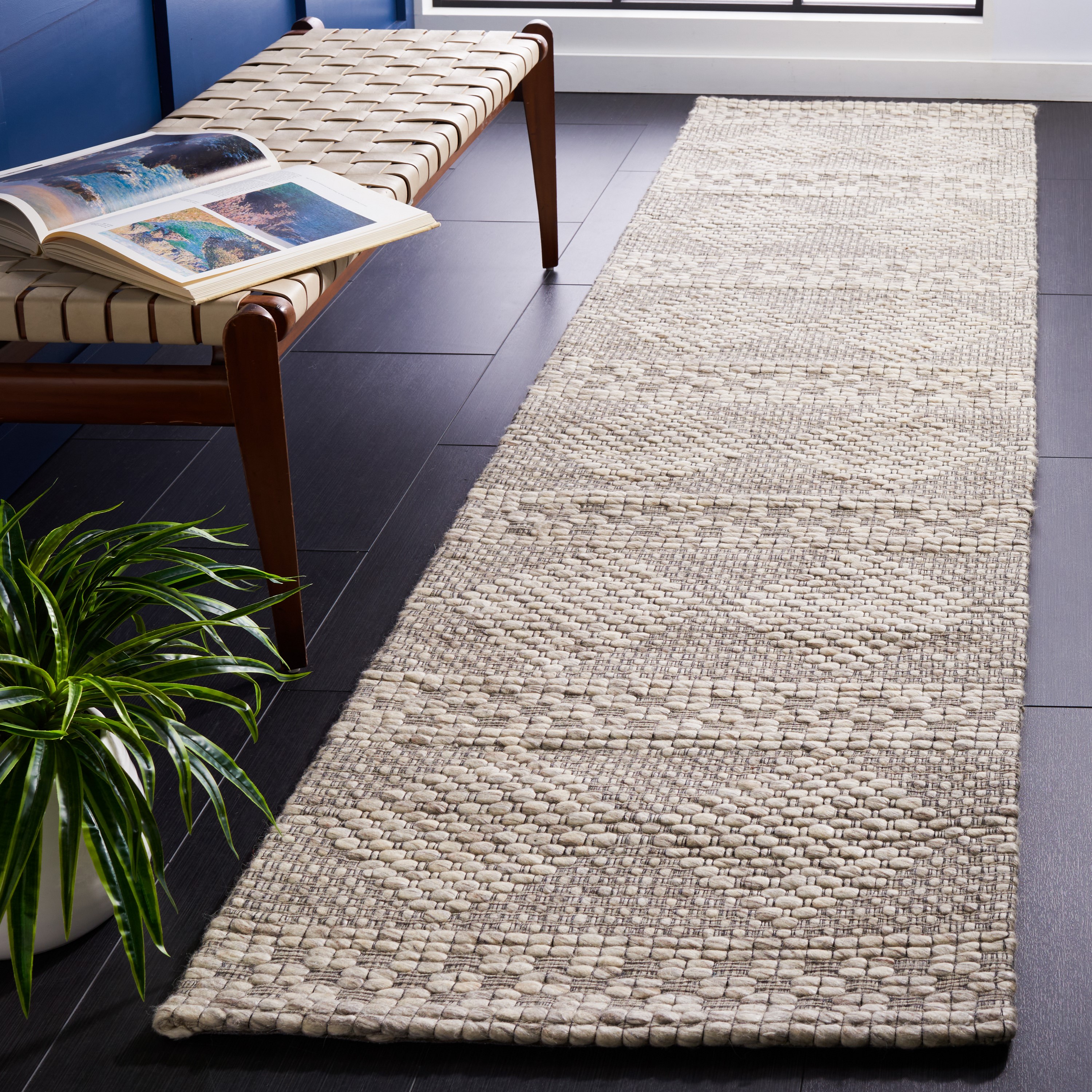 Safavieh MRB552B-29 Marbella Bjarnhild 2 x 9 (ft) Loomed Wool Beige/Gray Rectangular Indoor Geometric Farmhouse/Cottage Runner rug