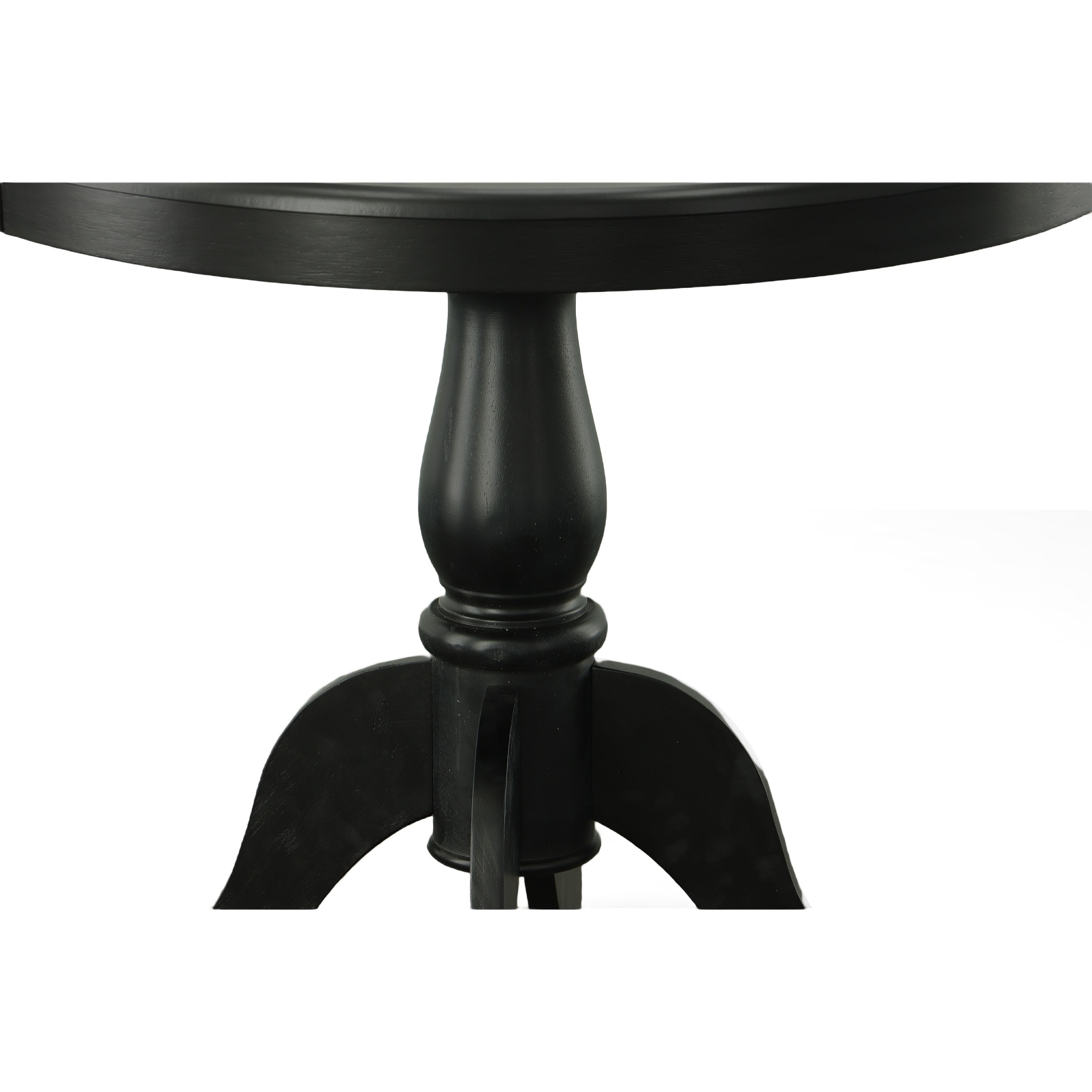 Classic Black Round Wood Dining Table with Pedestal Base