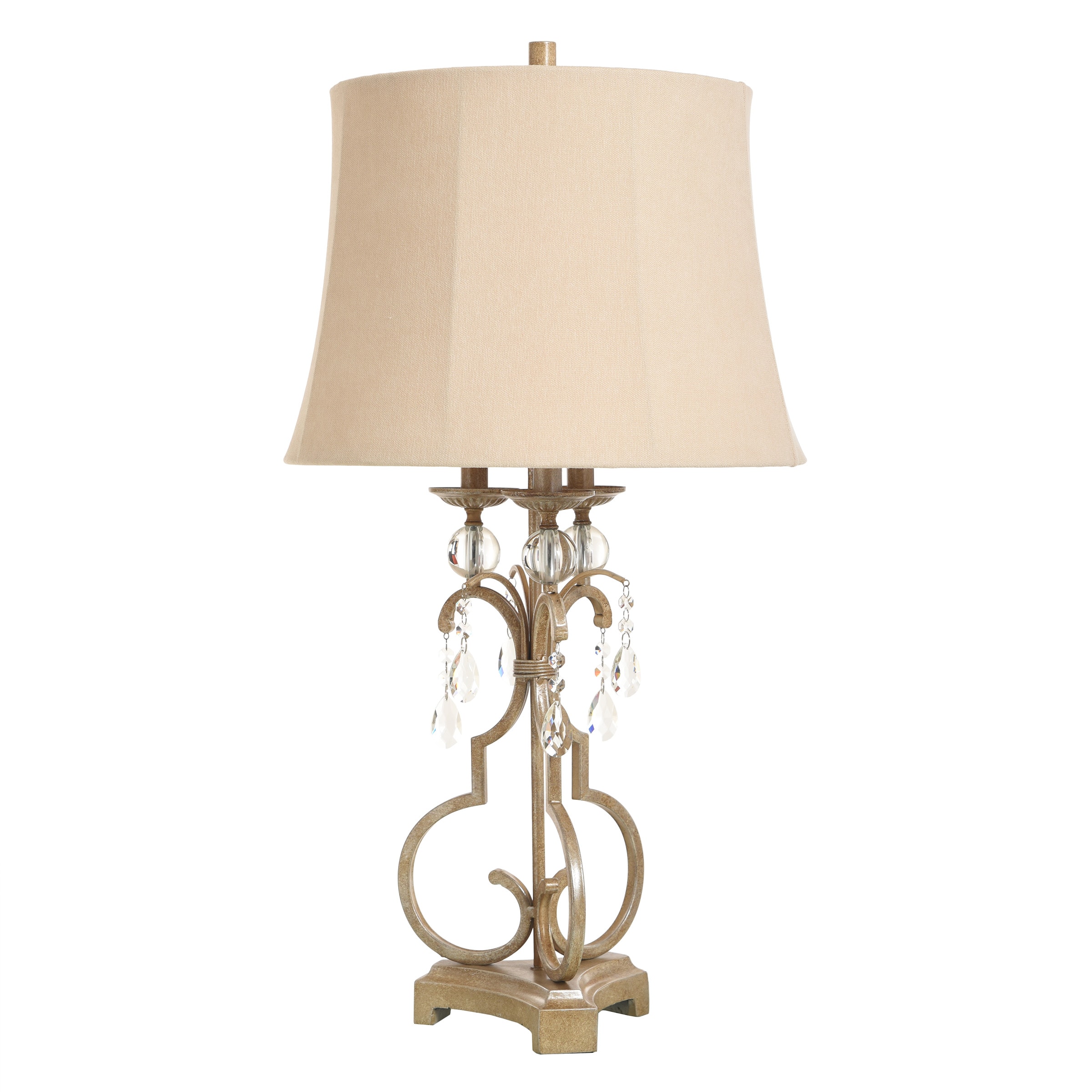 StyleCraft Home Collection L314355DS 35-in Georgian Silver, Clear 3-Way Table Lamp with Fabric Shade