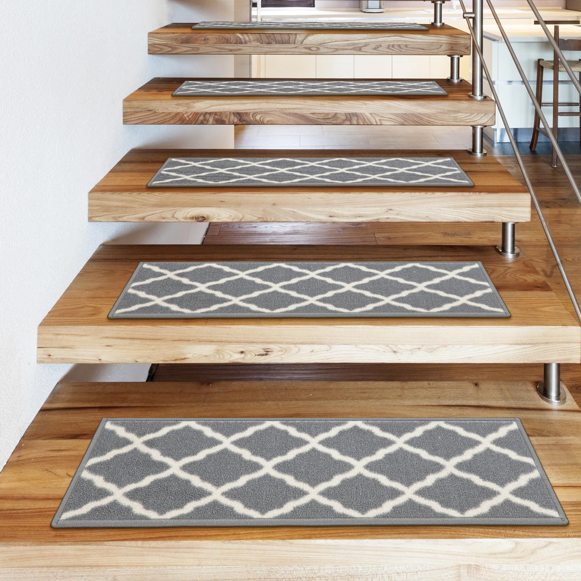 Light Gray Stair Treads Carpet, Decorative Stair Rug, Ultra Thin Stair Mat,  Non-slip Step Rug, Washable Runner Rug, Easy to Clean Carpet 