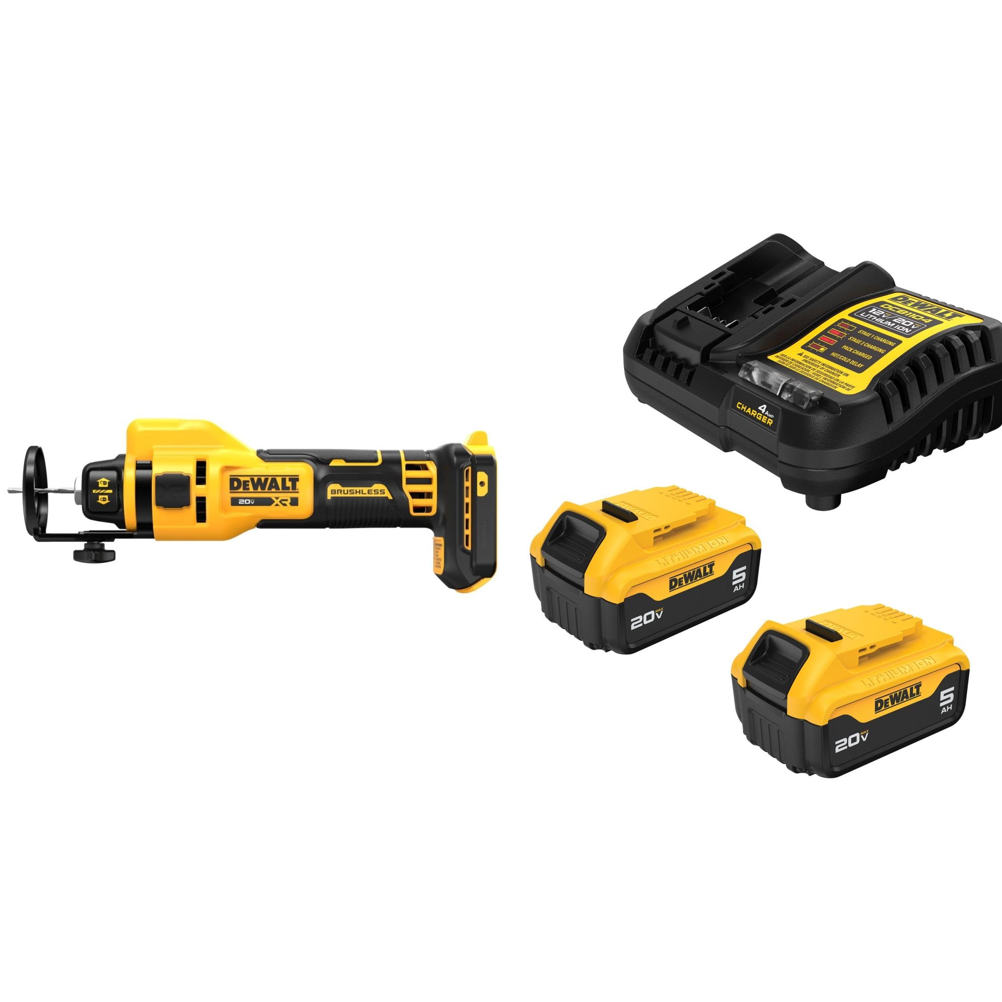DEWALT XR 20V Max 1-speed Cutting Cordless Rotary Tool w/2-Pack 20V 5 Ah Battery and Charger
