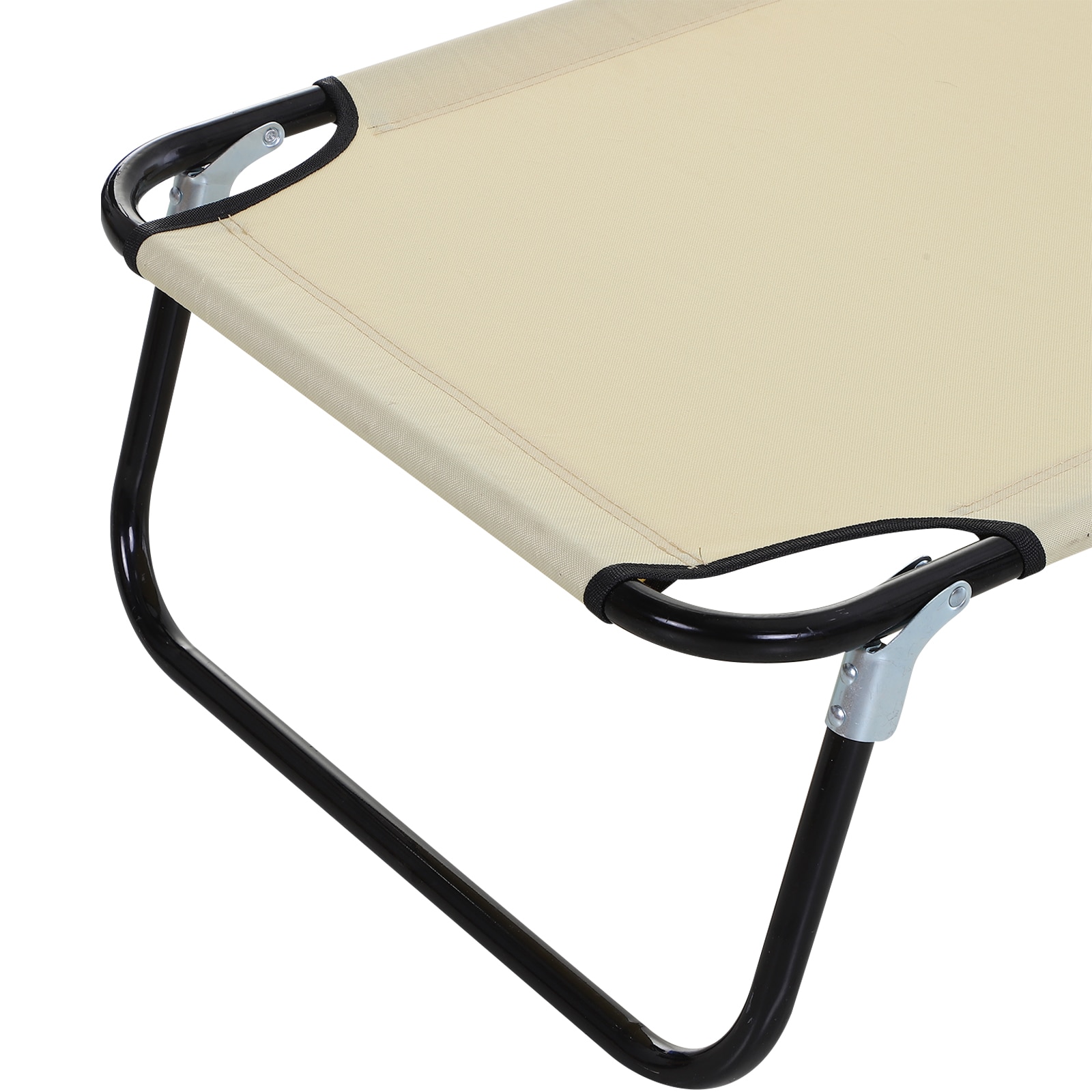 Beige Foldable Outdoor Chaise Lounge Chair with Steel Frame