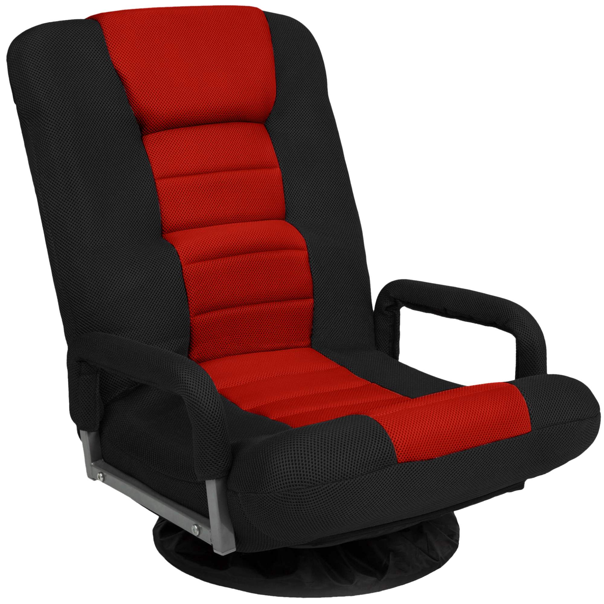 Best Choice Products SKY5599 360-Degree Swivel Gaming Floor Chair w/ Armrest Handles Foldable Adjustable Backrest - Black/Red