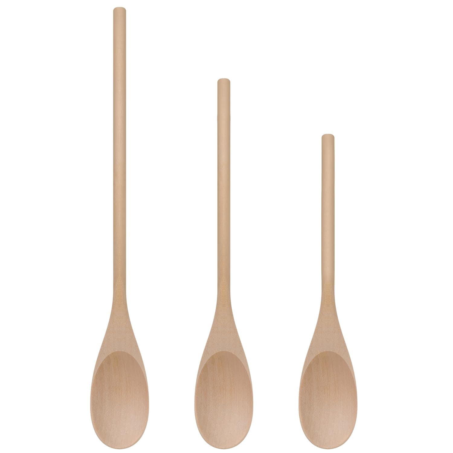 DHMHD  Wooden Spoon Set Three Piece Long Handle Twelve Ten Eight Inch Maple Wood Cooking Utensils durable home and garden accessory designed for