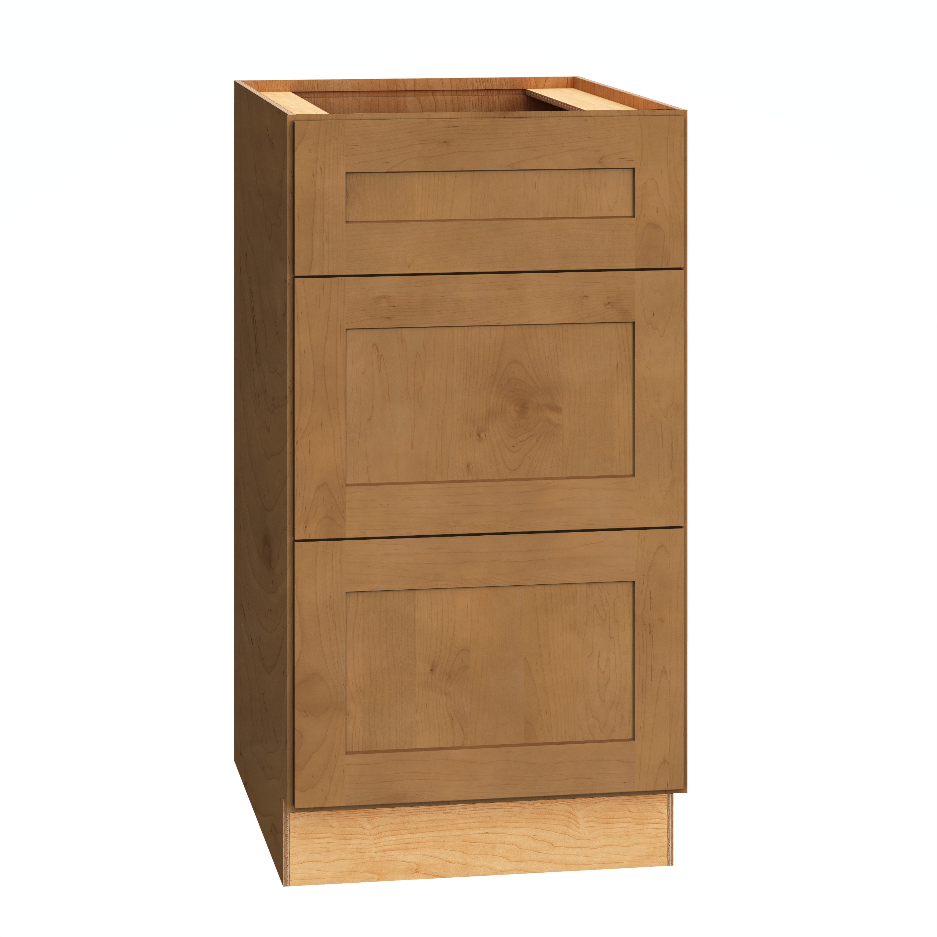 Diamond Express Jamestown 18-in W x 34.5-in H x 24-in D Colt Brown 3-Drawer Base Fully Assembled Plywood Cabinet (Recessed Panel Shaker Style)