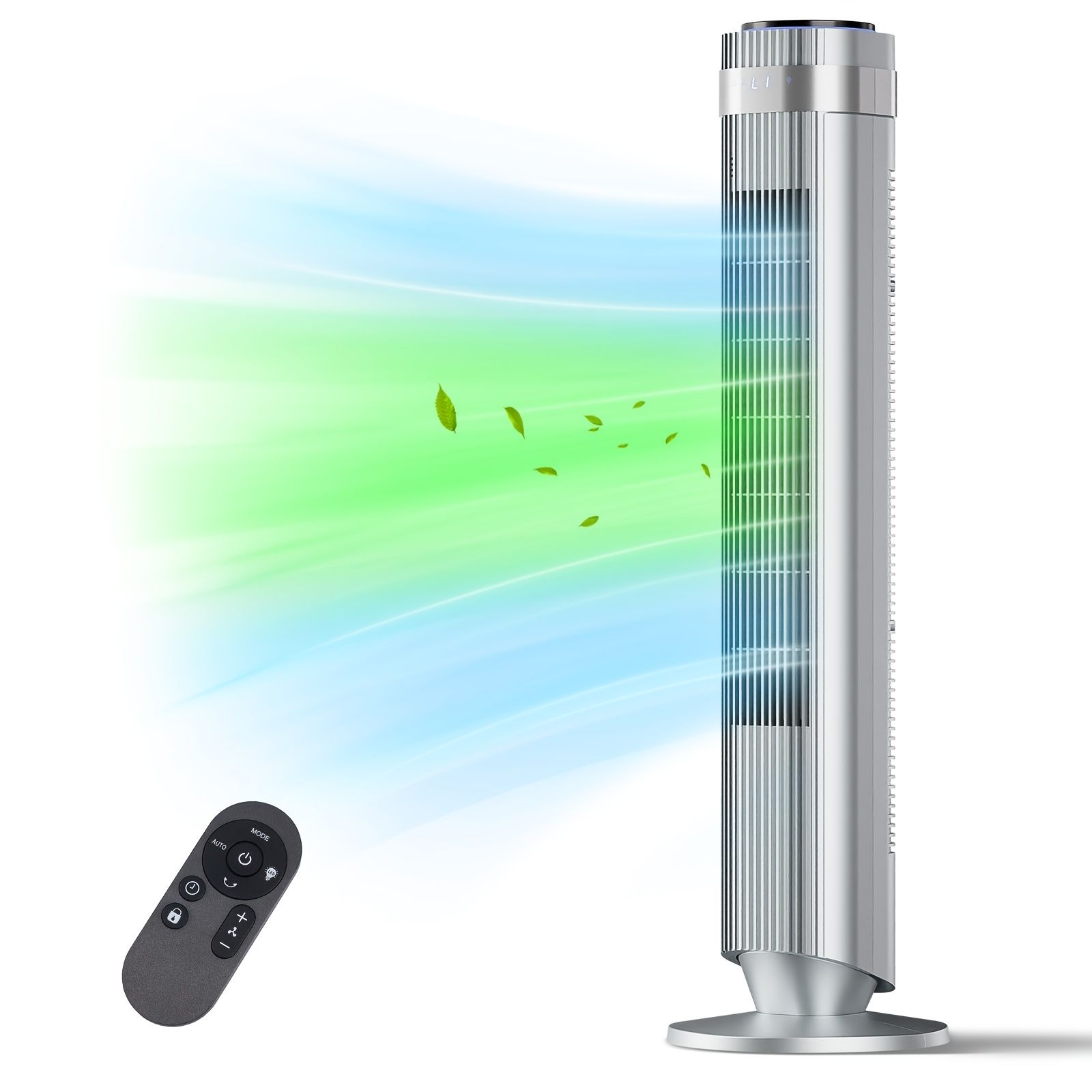 JUSHUA The bedroom is equipped with a silent tower-type fan a 28-decibel standing fan intelligent automatic mode and a 64 degree swivel bladeless cooling fan