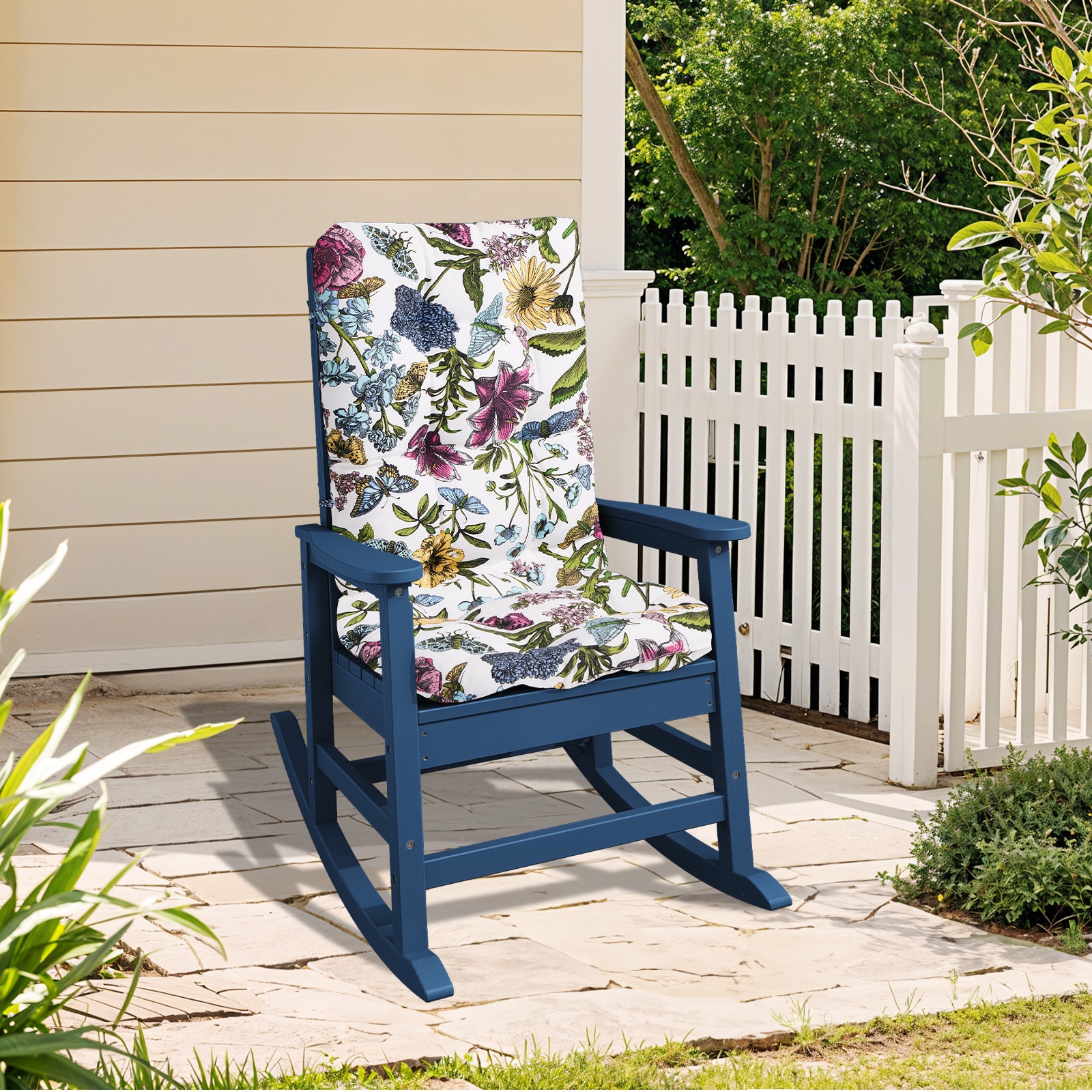 JEAREY 03YY-DZ-NH Patio Rocking Chair with Cushion Navy HDPE Frame Rocking Chair with Multiple colors/finishes Cushioned Seat