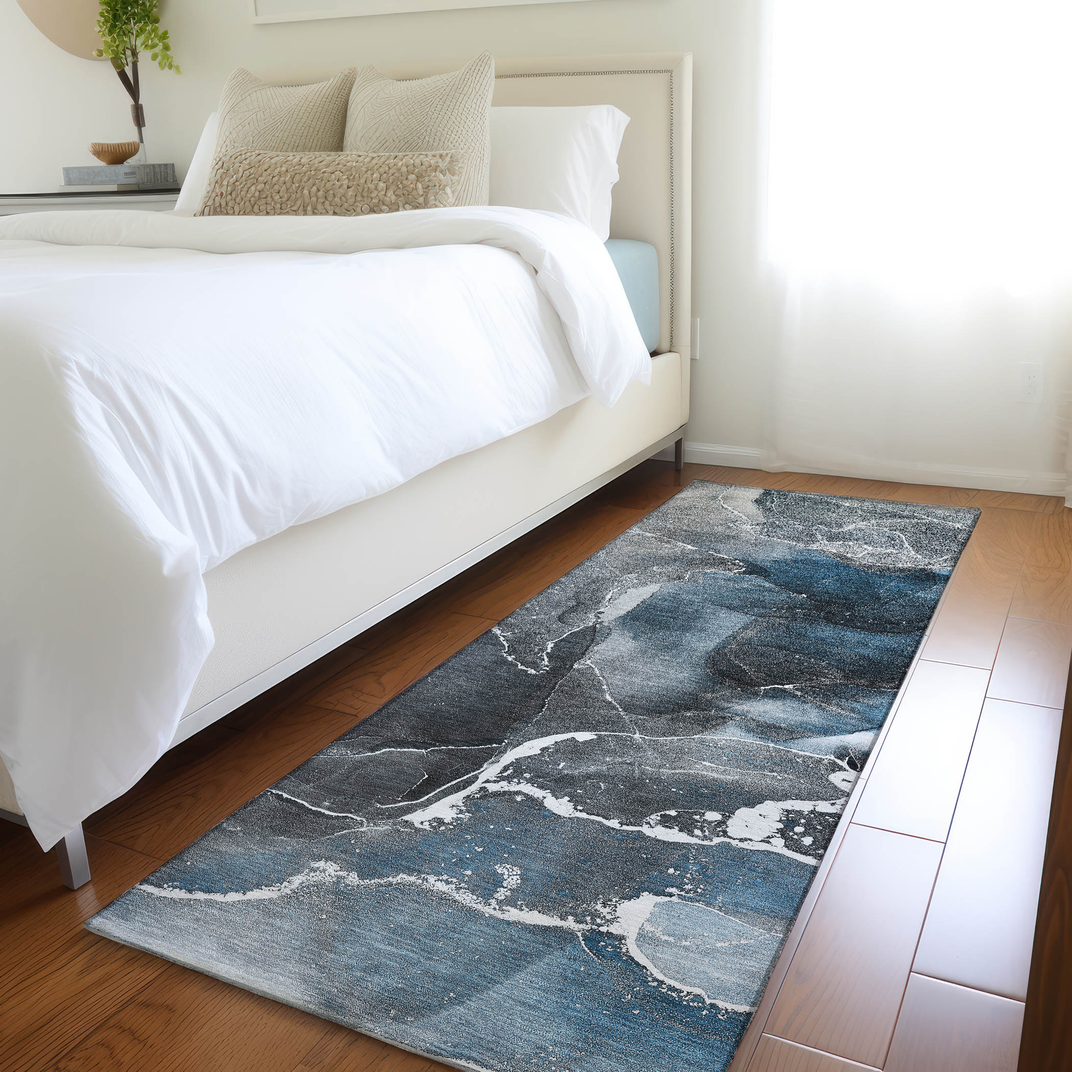 Addison Rugs ACN503BU2X8 Chantille ACN503BU 2 x 7 (ft) Polyester Blue Rectangular Indoor/Outdoor Abstract Machine washable Area rug