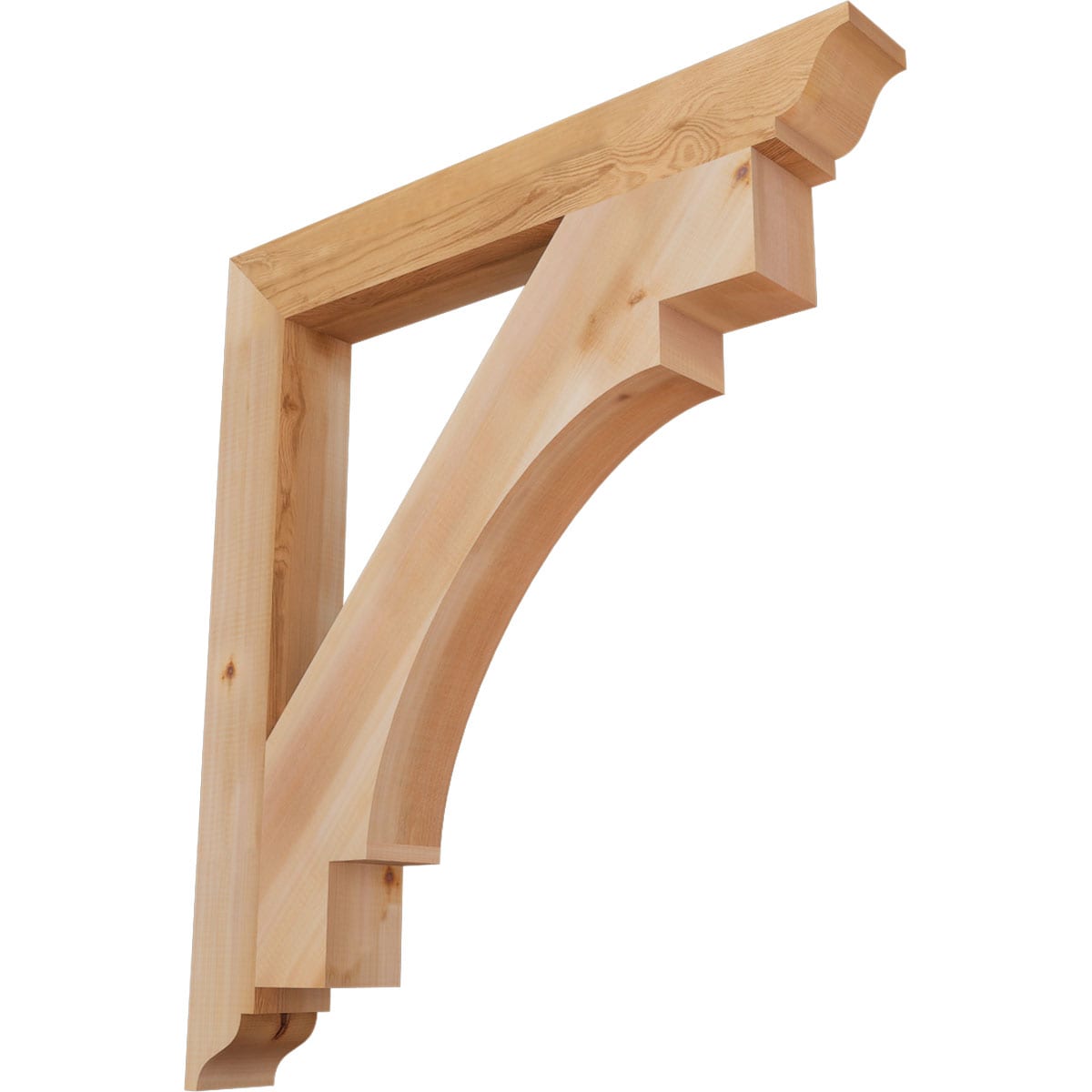 Ekena Millwork BKT04X32X36MRC01SWR Merced traditional smooth 3-1/2-in x 32-in x 36-in Western red cedar Brown Wood Standard bracket