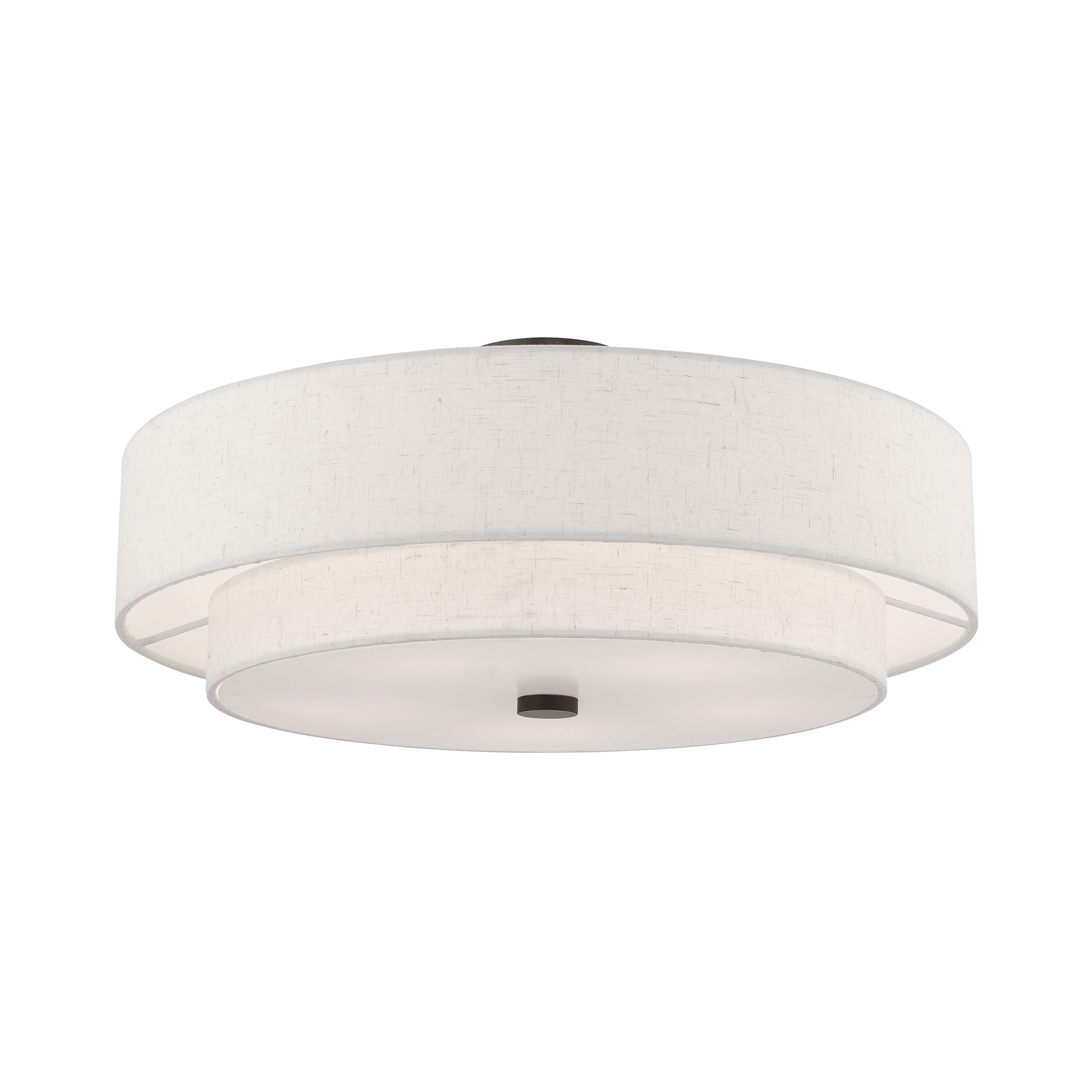 English Bronze Double Drum Semi-Flush Mount Light