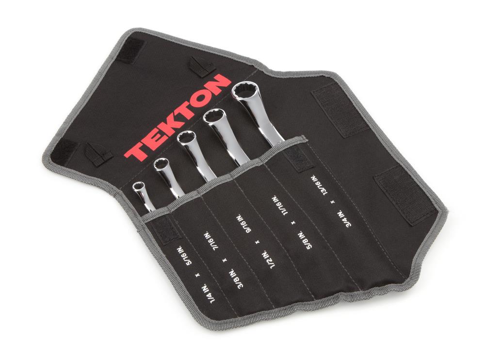 TEKTON WBE23505 5 -Piece Set Standard (SAE) Offset Box end Wrench Includes Soft Case
