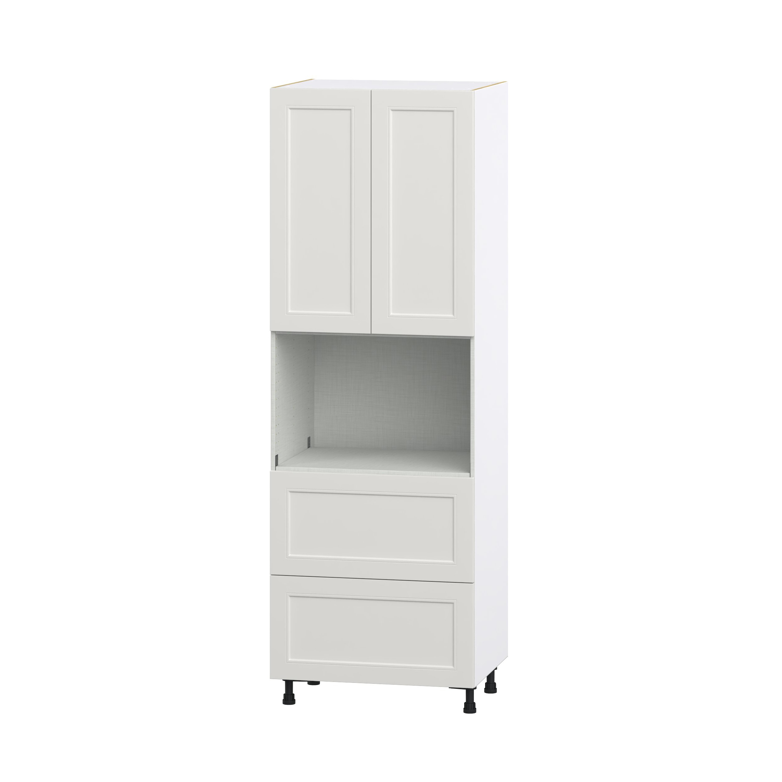 Hugo&Borg DSTM2D3089.5-BE Belcourt 30-in W x 89.5-in H x 24-in D Painted Light Gray 2 -Drawers Microwave Pantry Fully assembled Cabinet (Recessed Panel Shaker)