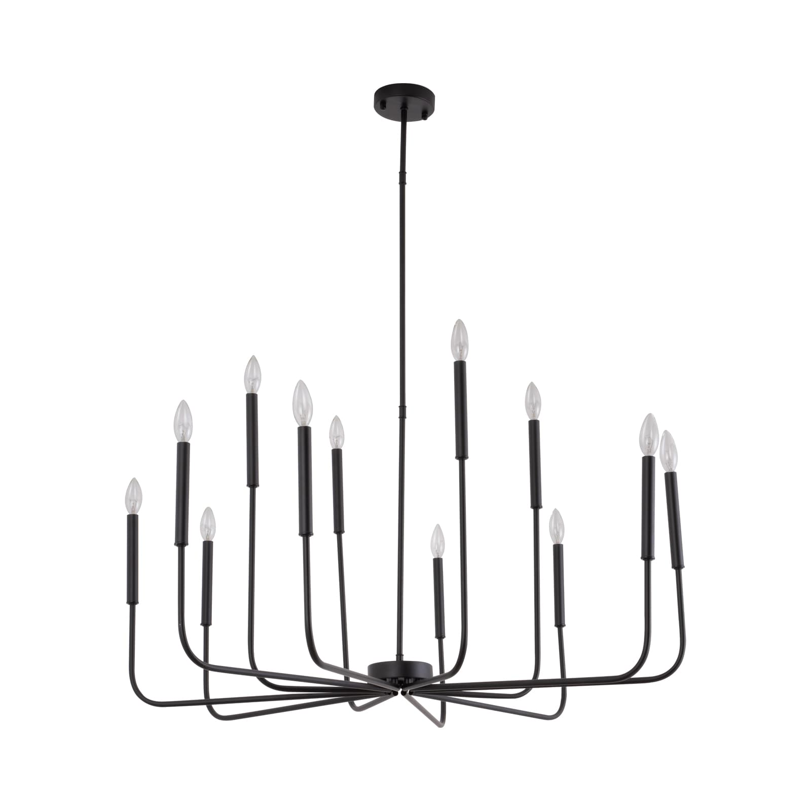 Maxax 19225-12BK Boise 12 -Light Matte Black Traditional Bare bulb For Use in Bedrooms, Dining Rooms, Foyers, Kitchens, Living Rooms Chandelier