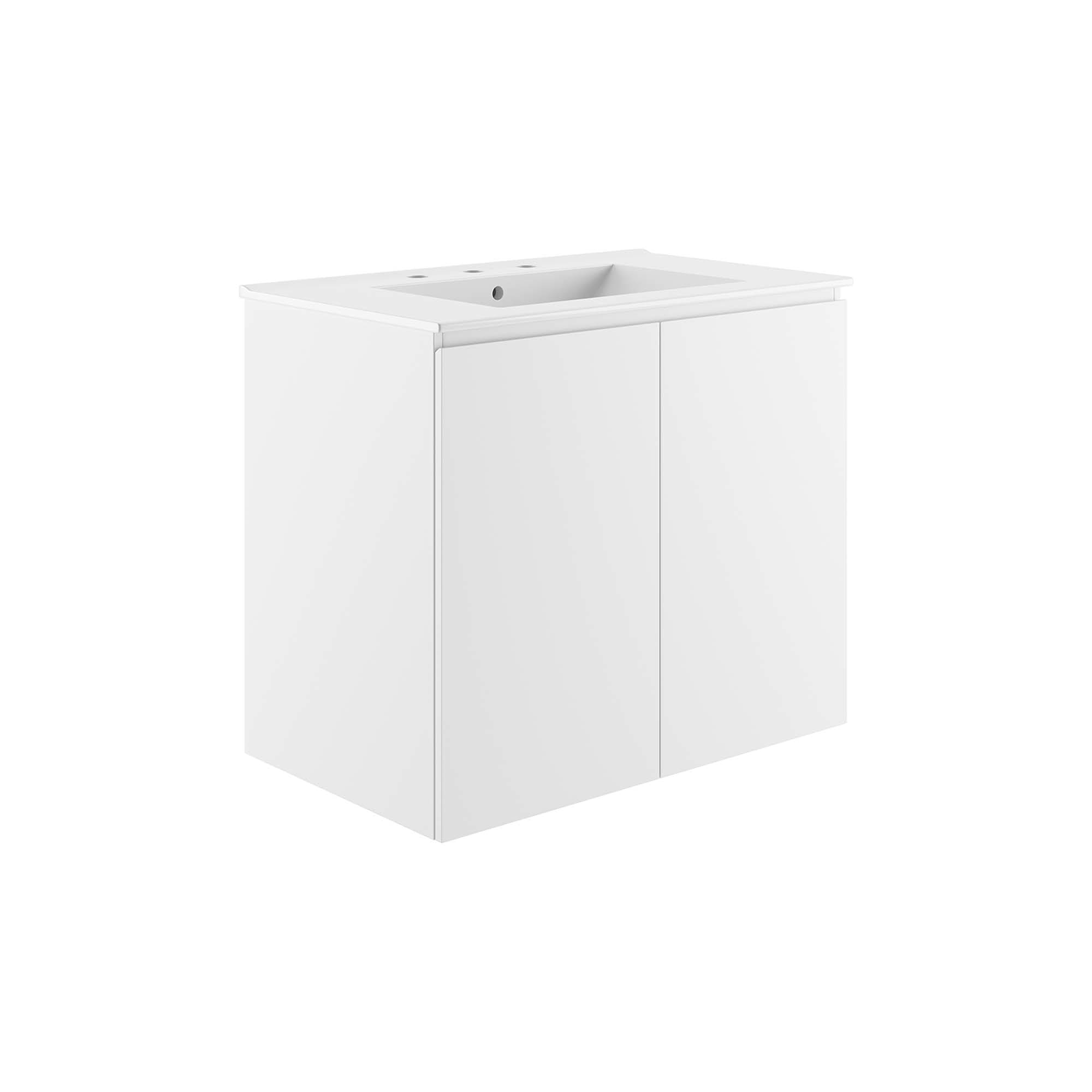 Modway  Bryn 30-in Wall-Mount Bathroom Vanity in White White