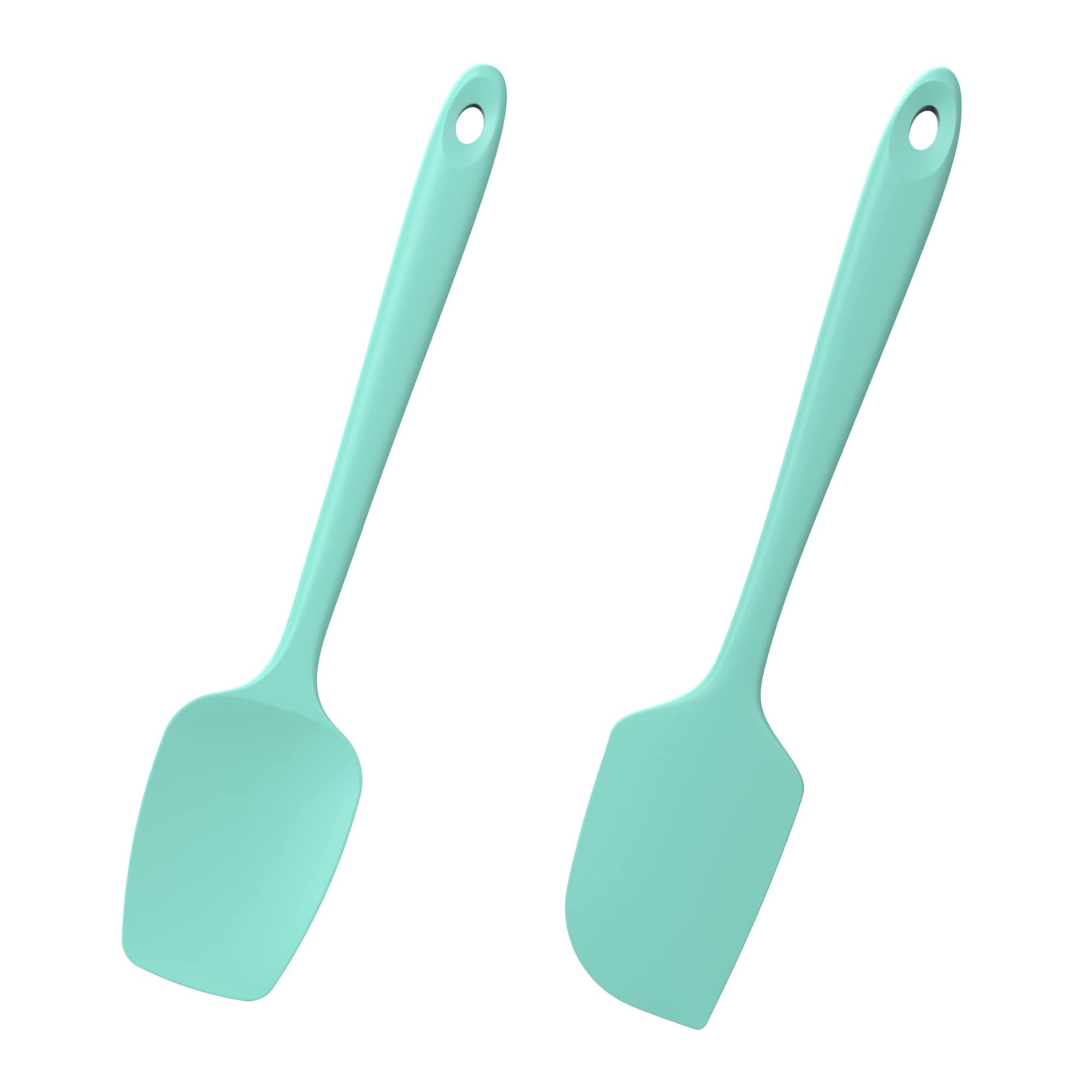 Aoibox  2 Piece Silicone Scraper and Spoon Spatula Set Heat Resistant to 600F for Baking Cooking and Mixing Aqua Sky