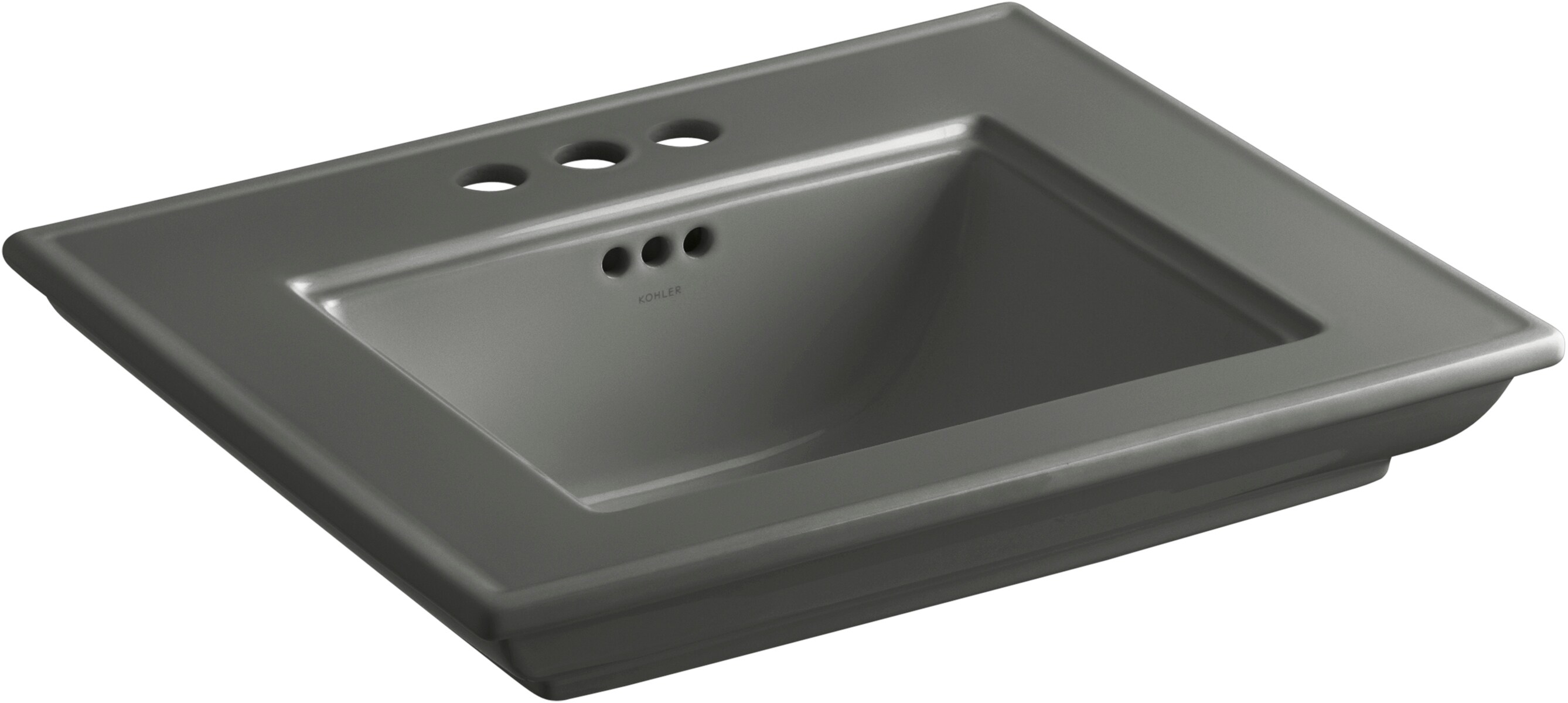 KOHLER Memoirs Stately 24.5 in. x 4 in. Centerset Console Sink Basin inIce Grey