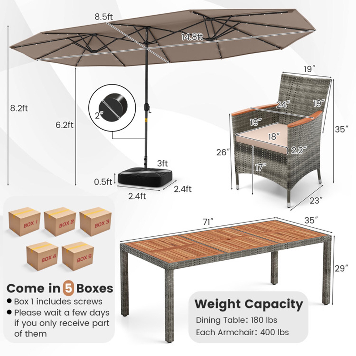 Mondawe MD-ST278-GY Patio-Dining-Sets - View #9
