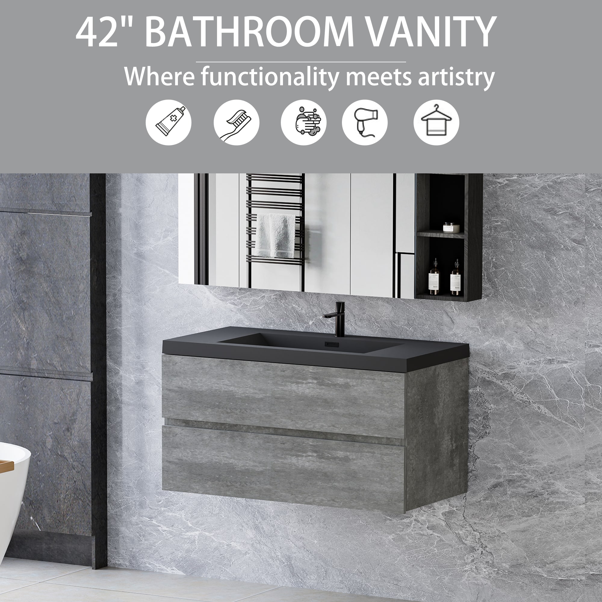 CASAINC WF-JMJ-BCB 1336L WH Bath-Vanity-Combo - View #6