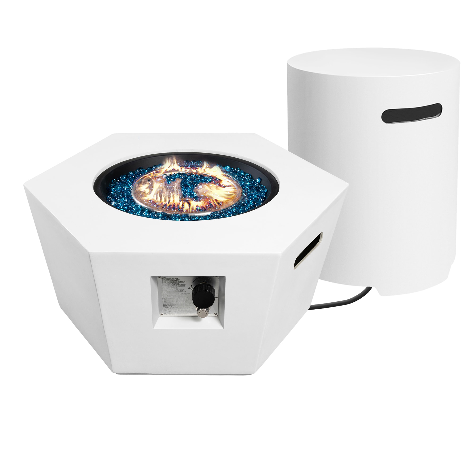 UPHA 28MGO-6BX-KCBF 28-Inches W White Magnesium oxide Oval Liquid propane Fire pit