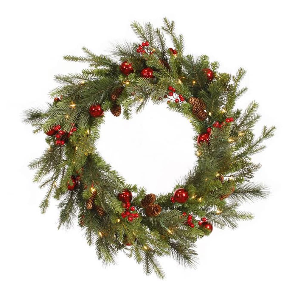 Northlight 24-in Pre-lit Outdoor Red/Green Pine Artificial Christmas ...