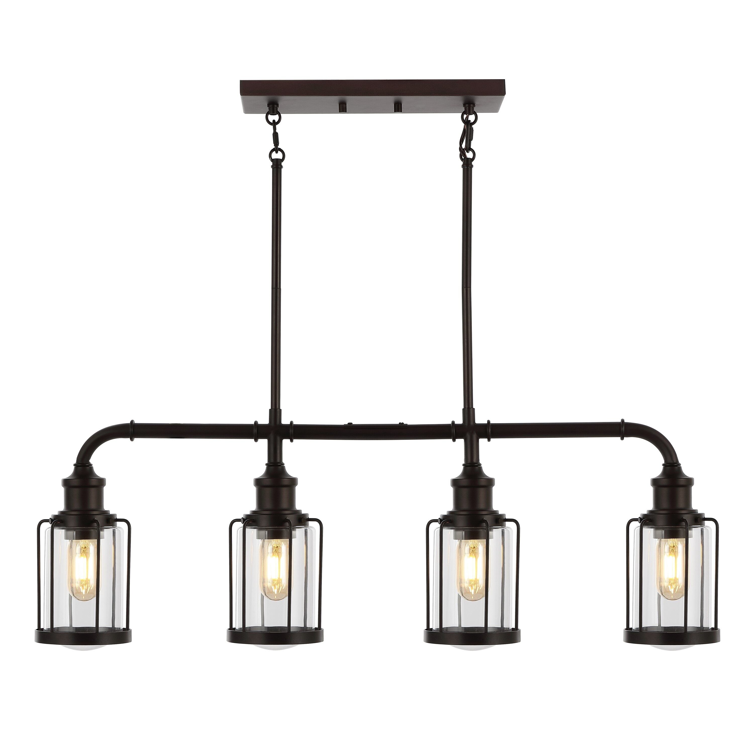 Marlowe 32.5" Oil-Rubbed Bronze 3-Light Industrial Farmhouse LED Pendant
