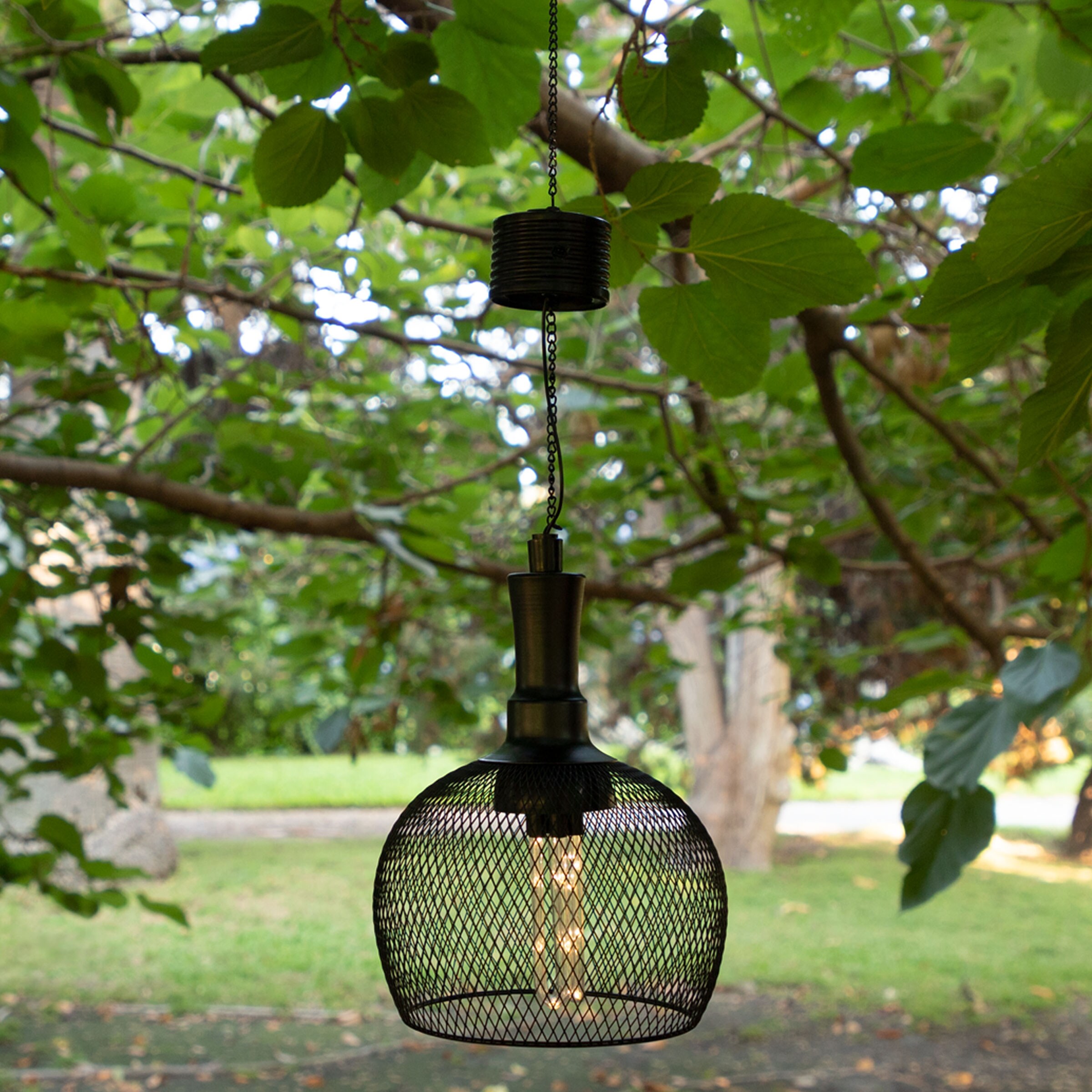 Alpine Corporation 7-in x 10-in Black Glass LED light Outdoor Decorative Lantern