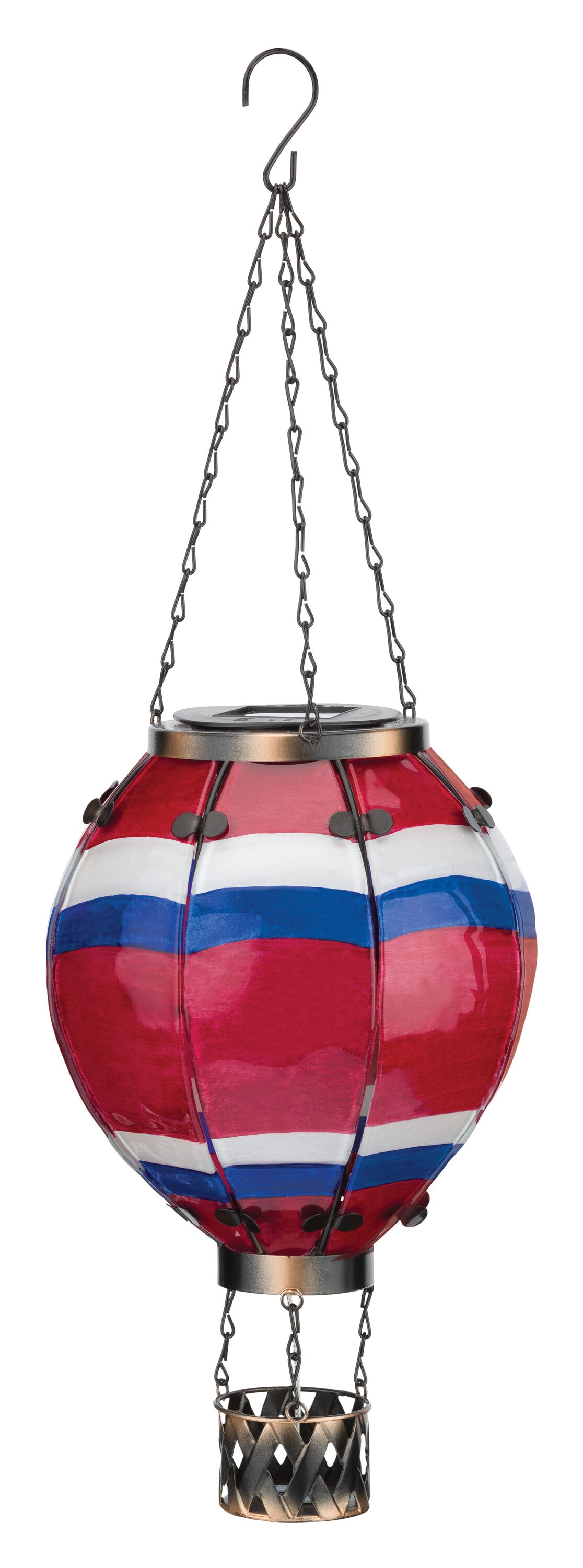 Multicolor Glass and Metal Hot Air Balloon Lantern