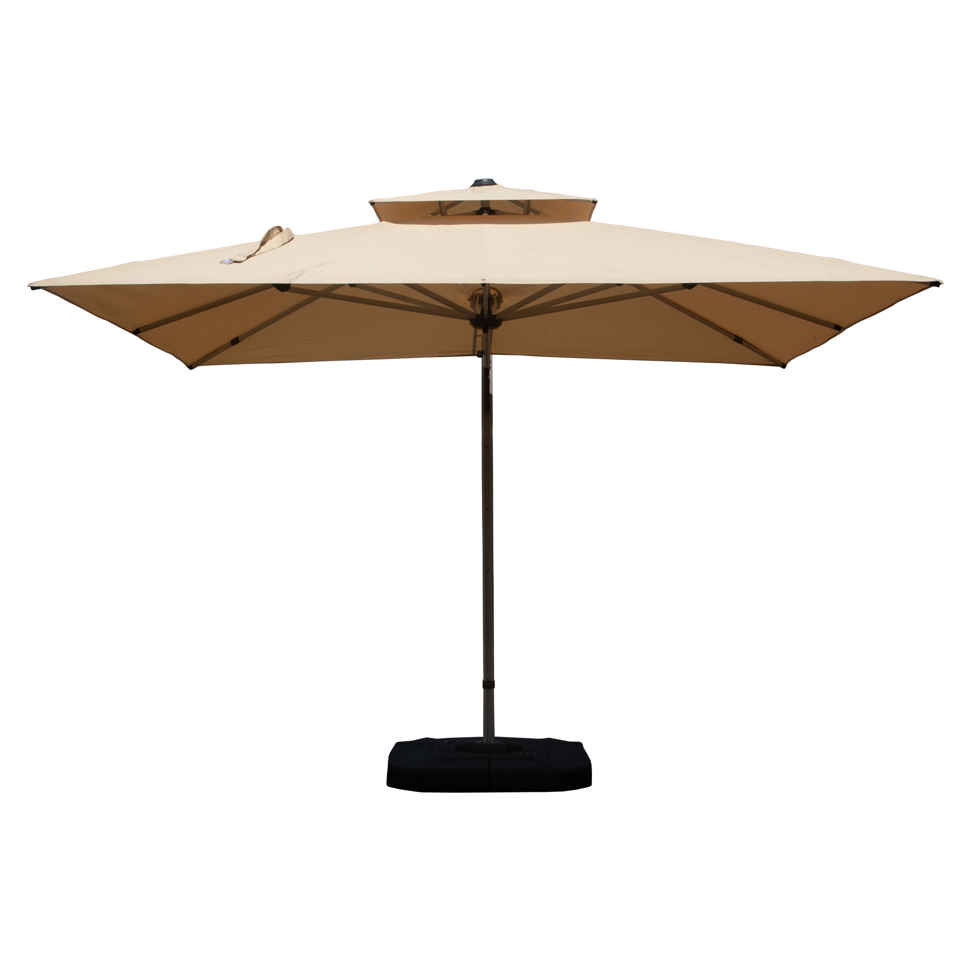 LOVMOR - 10FT x 10FT Square Cantilever Umbrella with Center Pole Beige (Base Not Included)