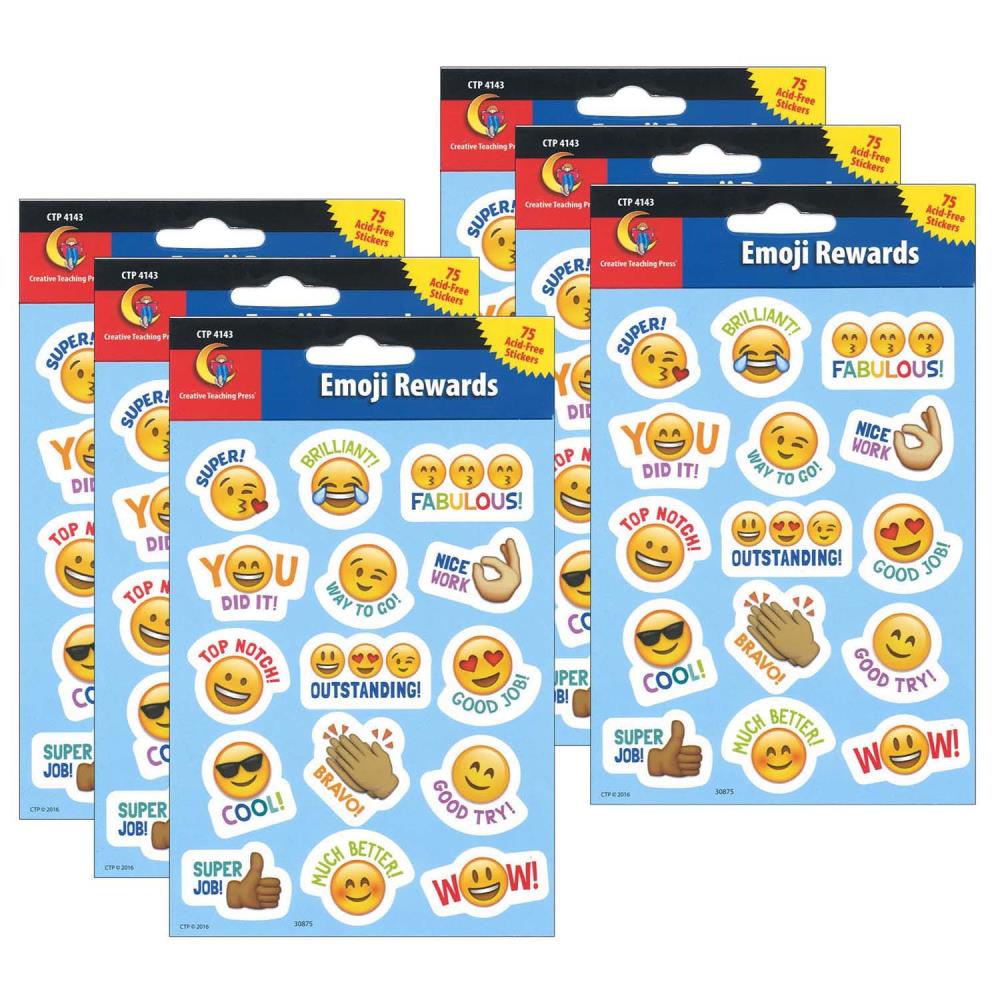 Creative Teaching Press CTP4143-6 Emoji Fun Reward Stickers, 75 Per Pack, 6 Packs