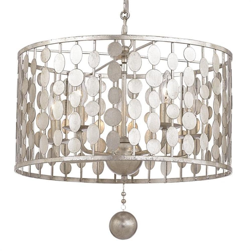 Layla Antique Silver Mini Crystal Chandelier with 5 Lights
